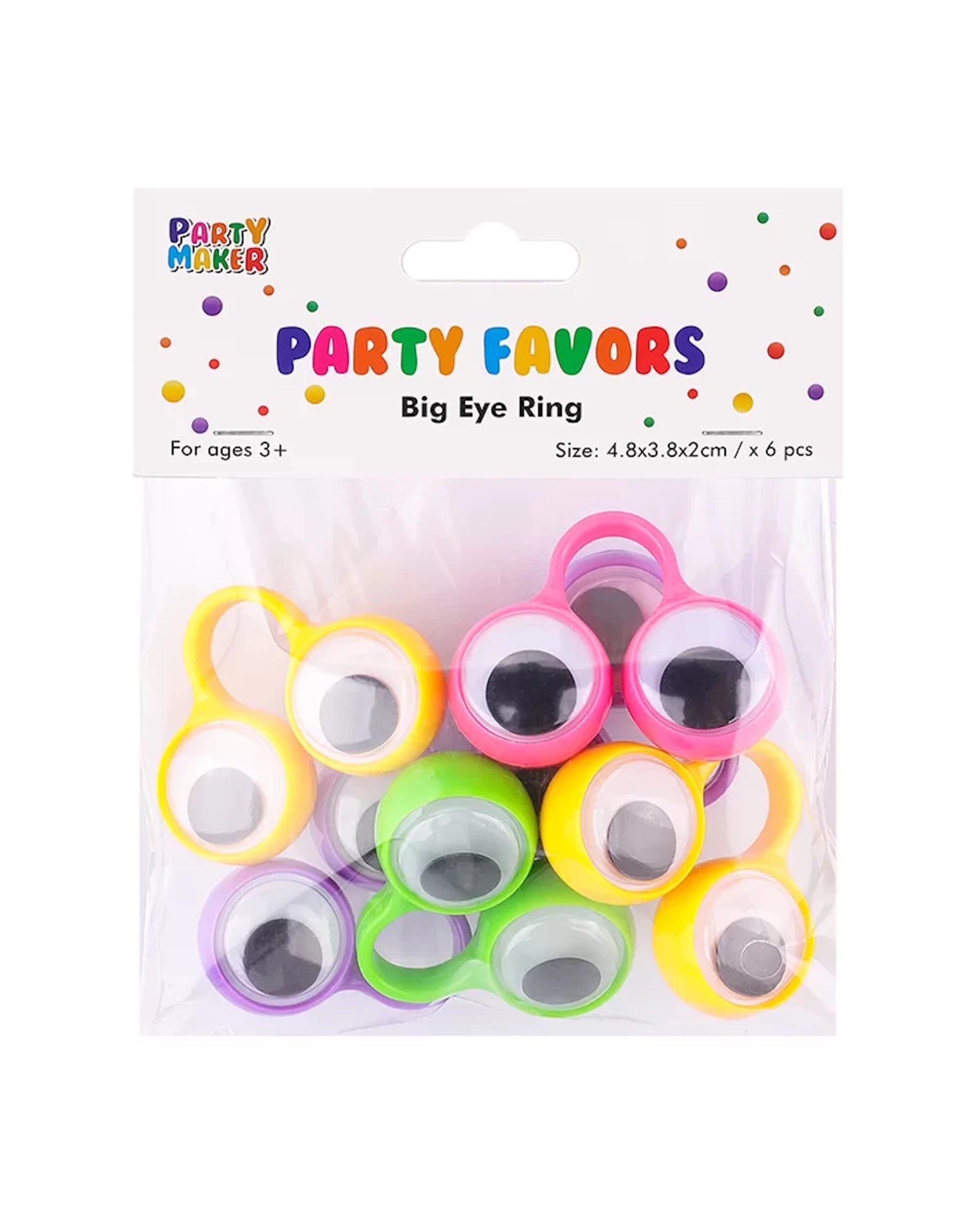 3 Party Maker Googly Eye Finger Rings Pack of 6 - Assorted, 3 of 3