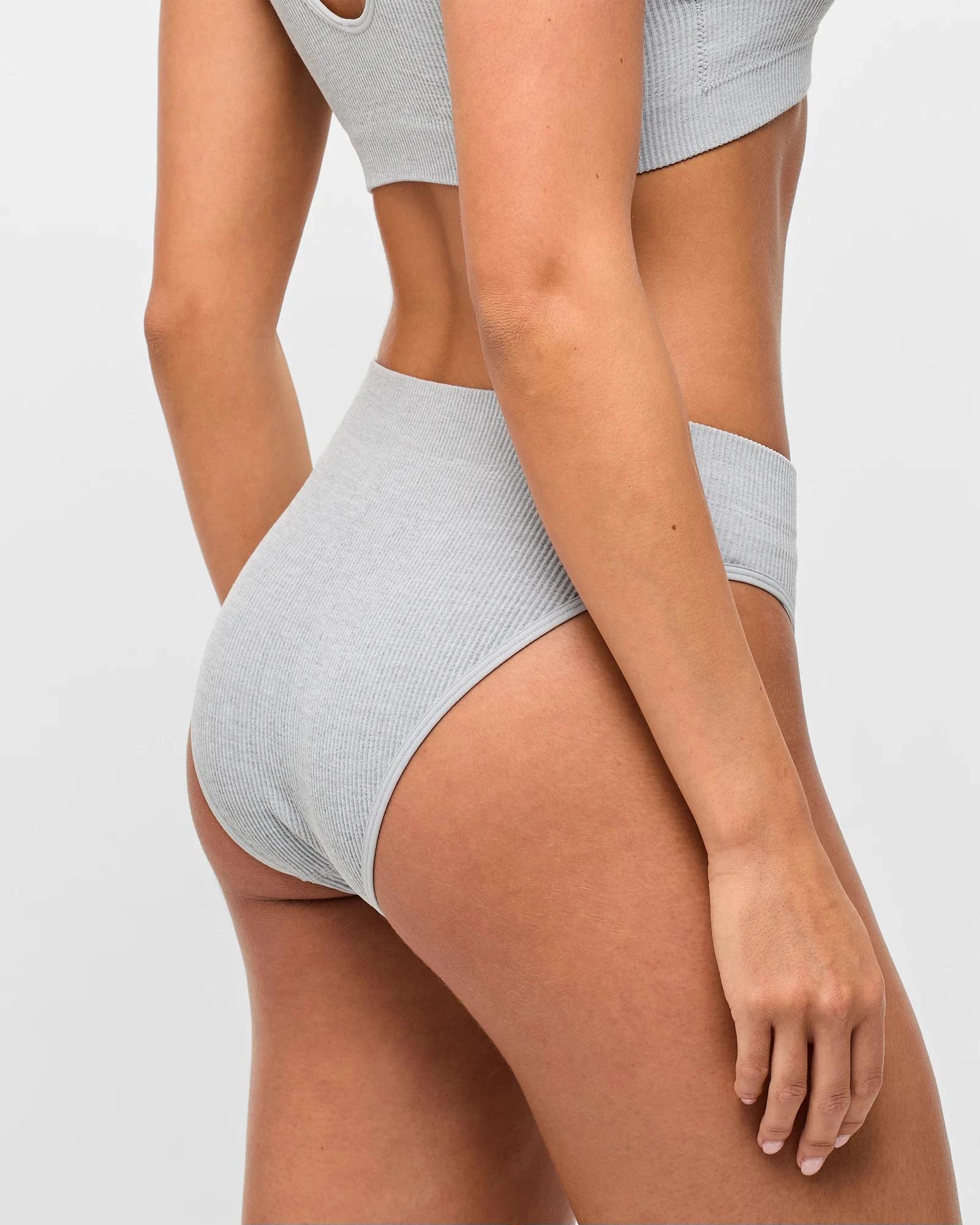 4 Lily Loves Ribbed Seamfree High Waist Bikini Briefs GREY MARLE, 4 of 4