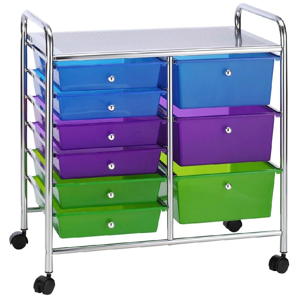 1 J.Burrows 9 Drawer Chrome Trolley Multi-coloured, 1 of 2