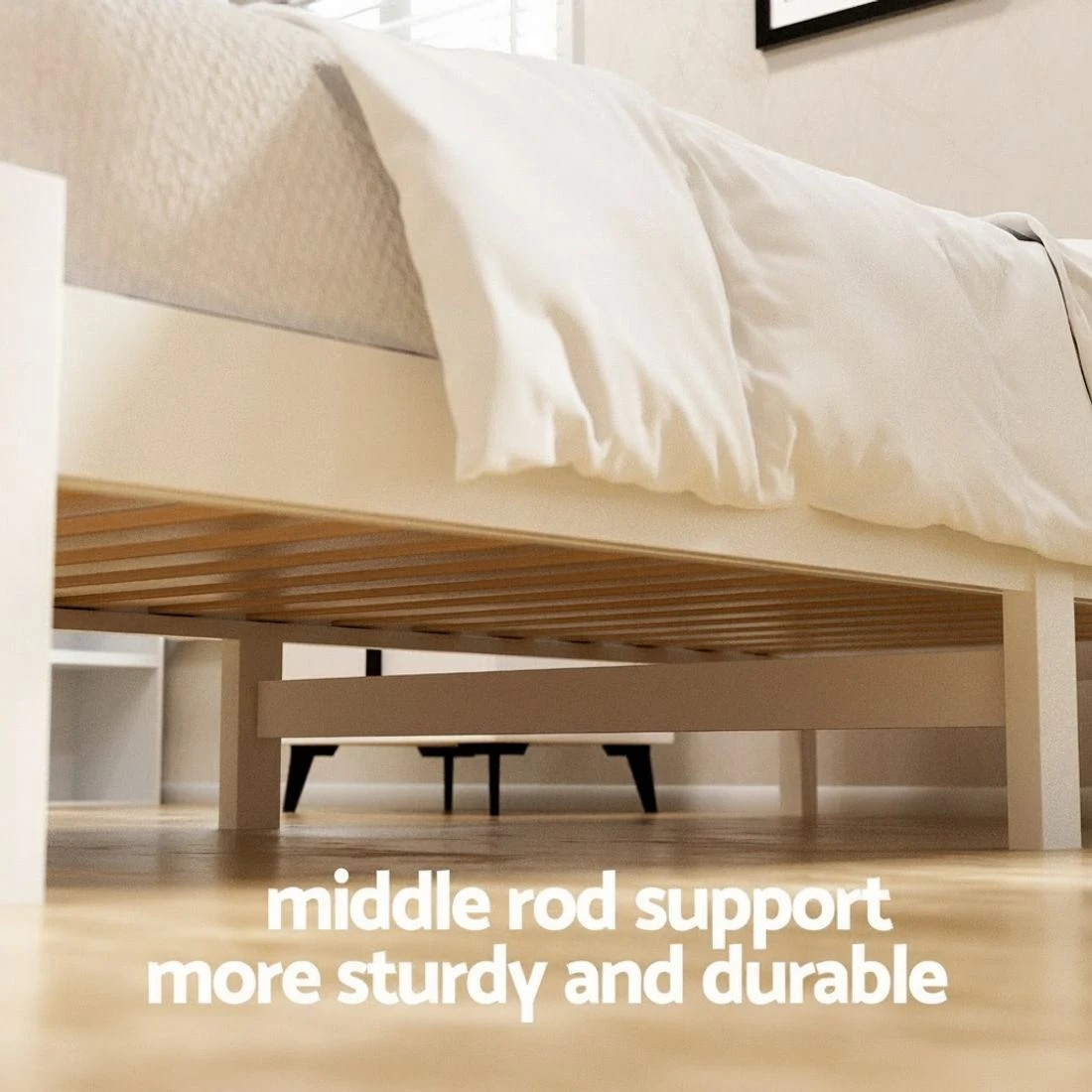 4 Artiss Bed Frame King Single Size Wooden Platform with 2 Storage Drawers - White, 4 of 8