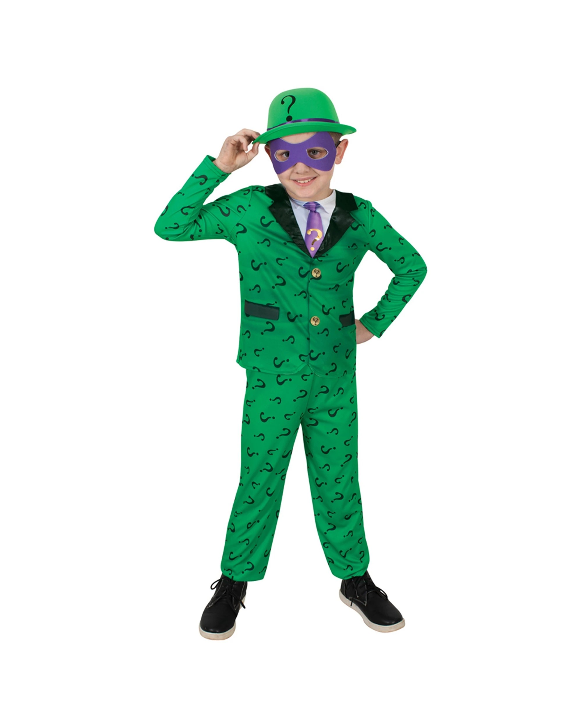 2 Dc Comics The Riddler Deluxe Kids Dress Up Party Costume Size 6-8 Years - Green, 2 of 4