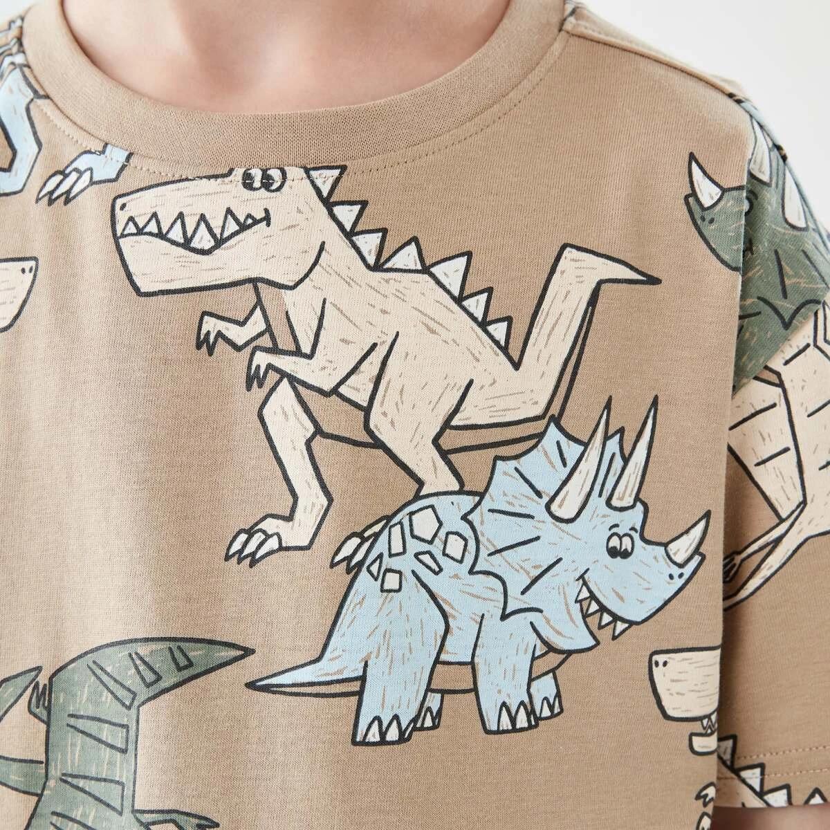 4 All Over Print T-shirt SCRIBBLY DINOS LIGHT BROWN, 4 of 6