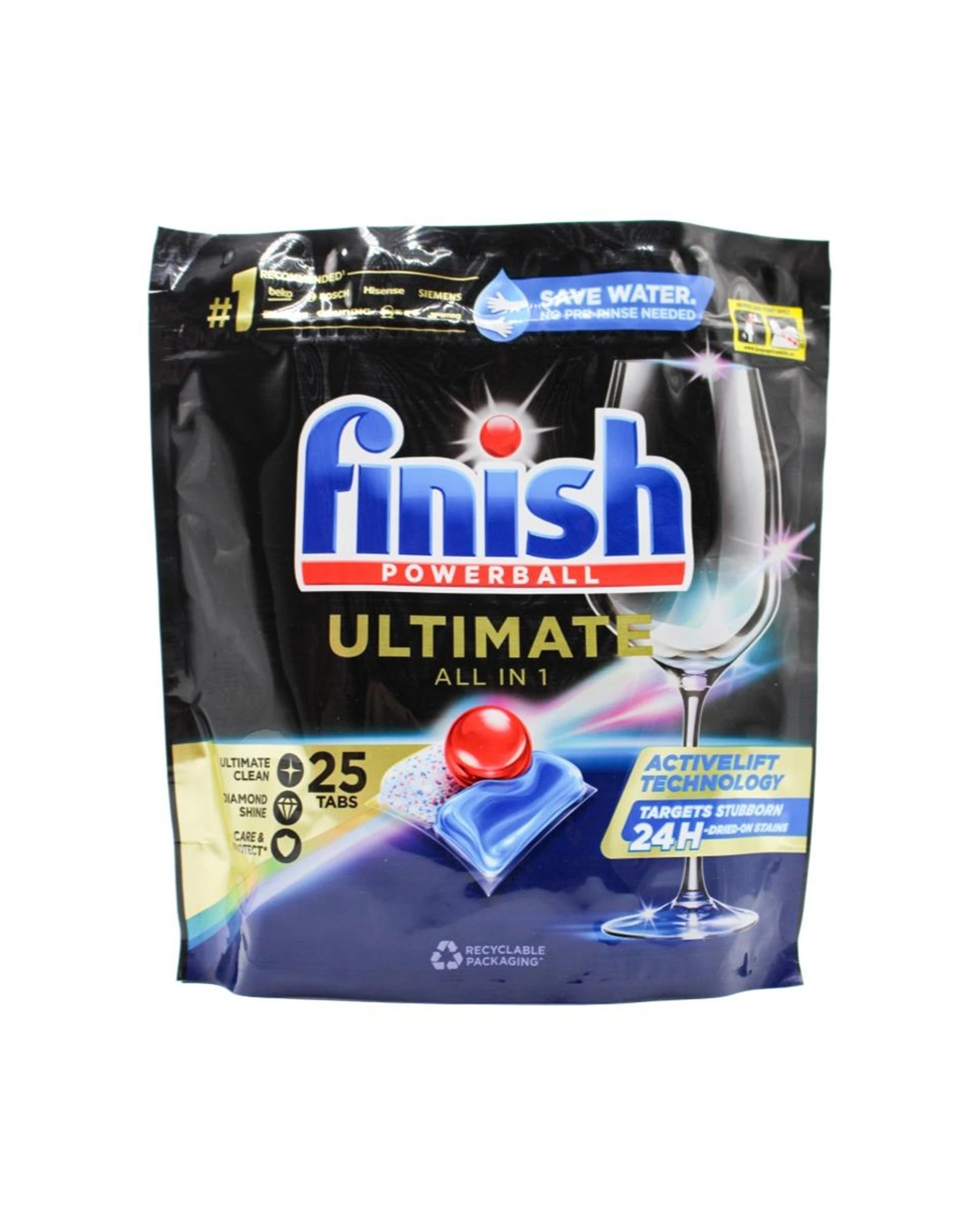 1 Finish 25pc Finish Powerball Dishwashing Tablets Ultimate All In 1 Lemon Scent, 1 of 3