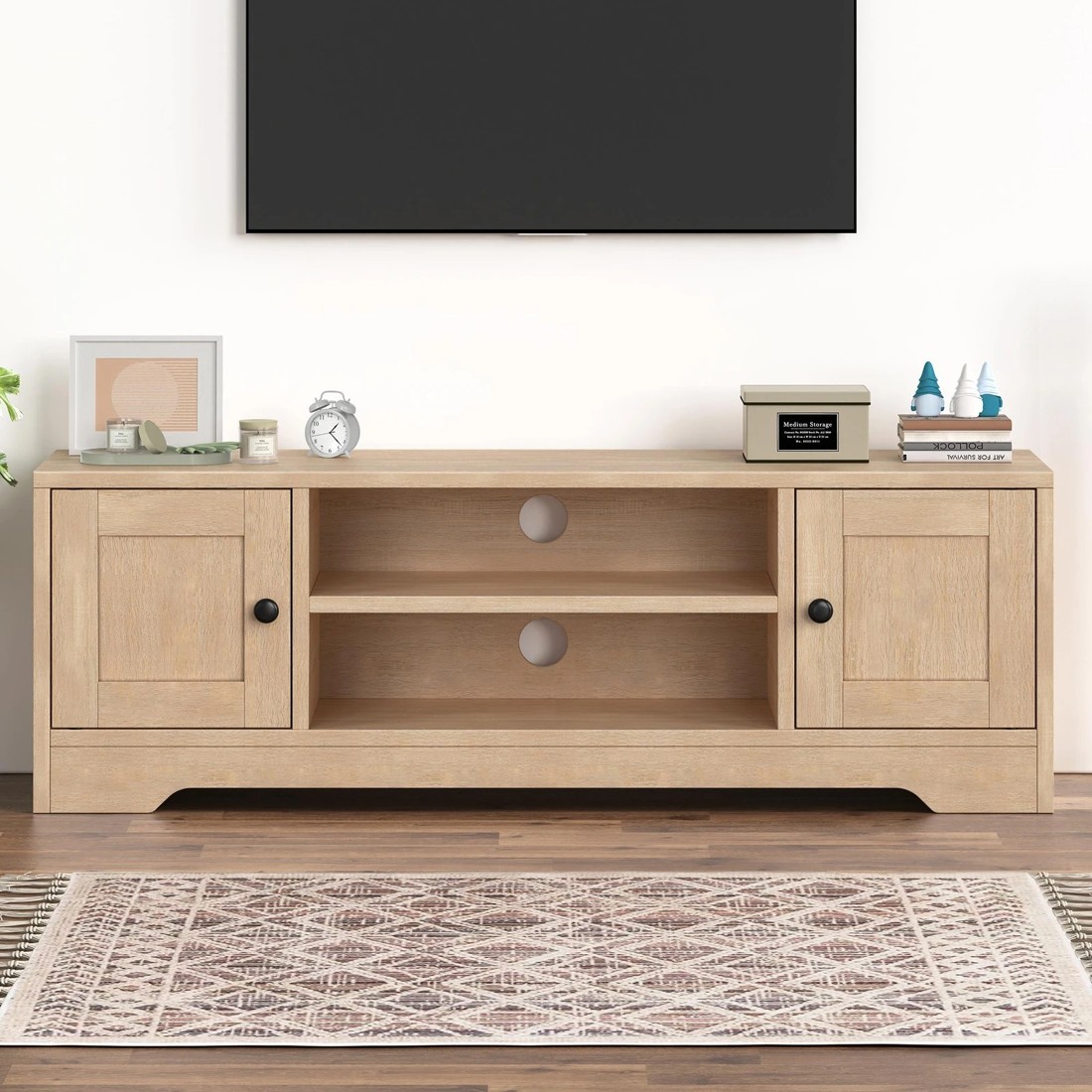 2 Alfordson TV Cabinet Entertainment Unit Stand 120cm Hamptons Storage - Wood, 2 of 10