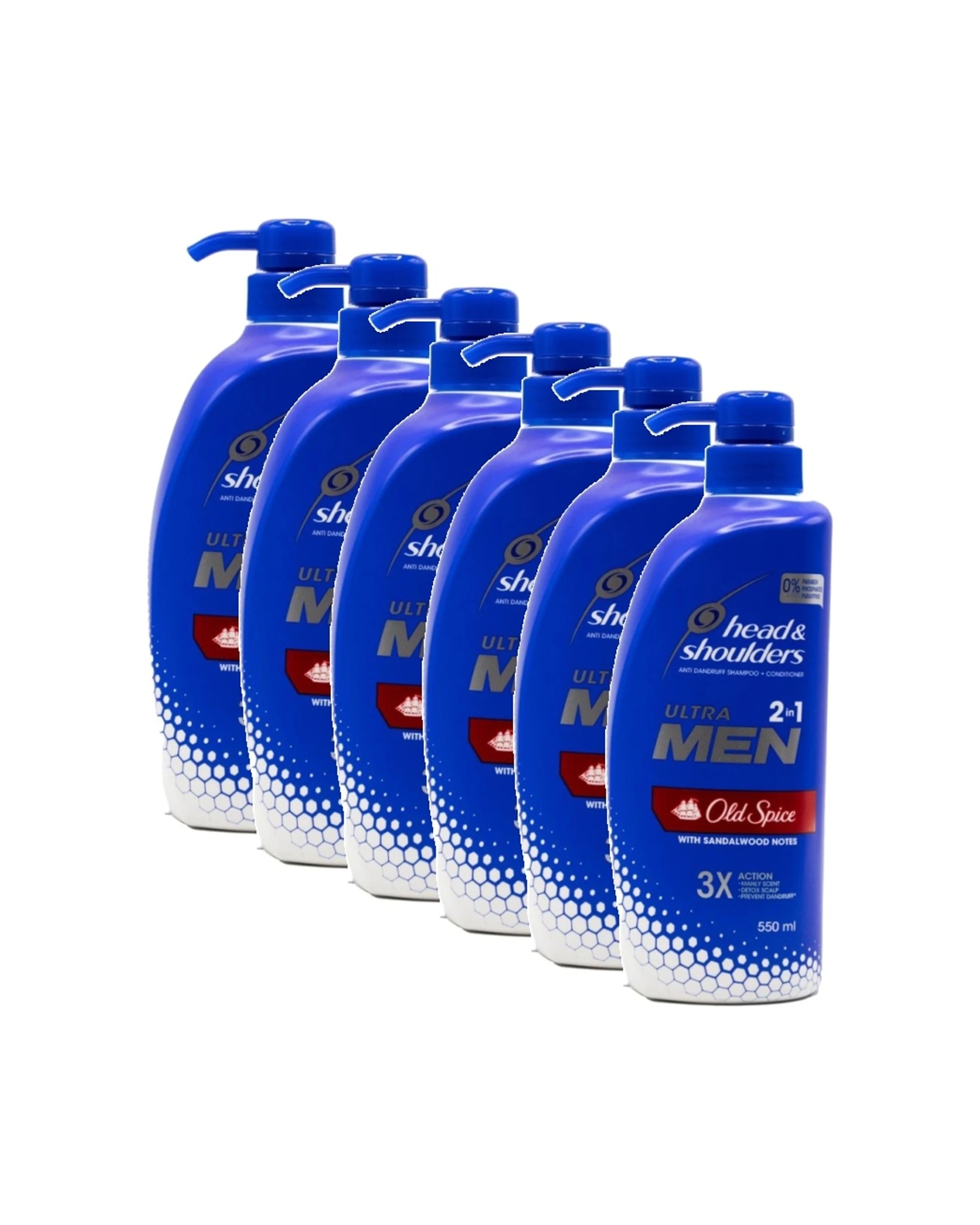 1 Head & Shoulders 6PK Ultra Men 2 In 1 Anti Dandruff Shampoo Conditioner 550ml - Blue, 1 of 3