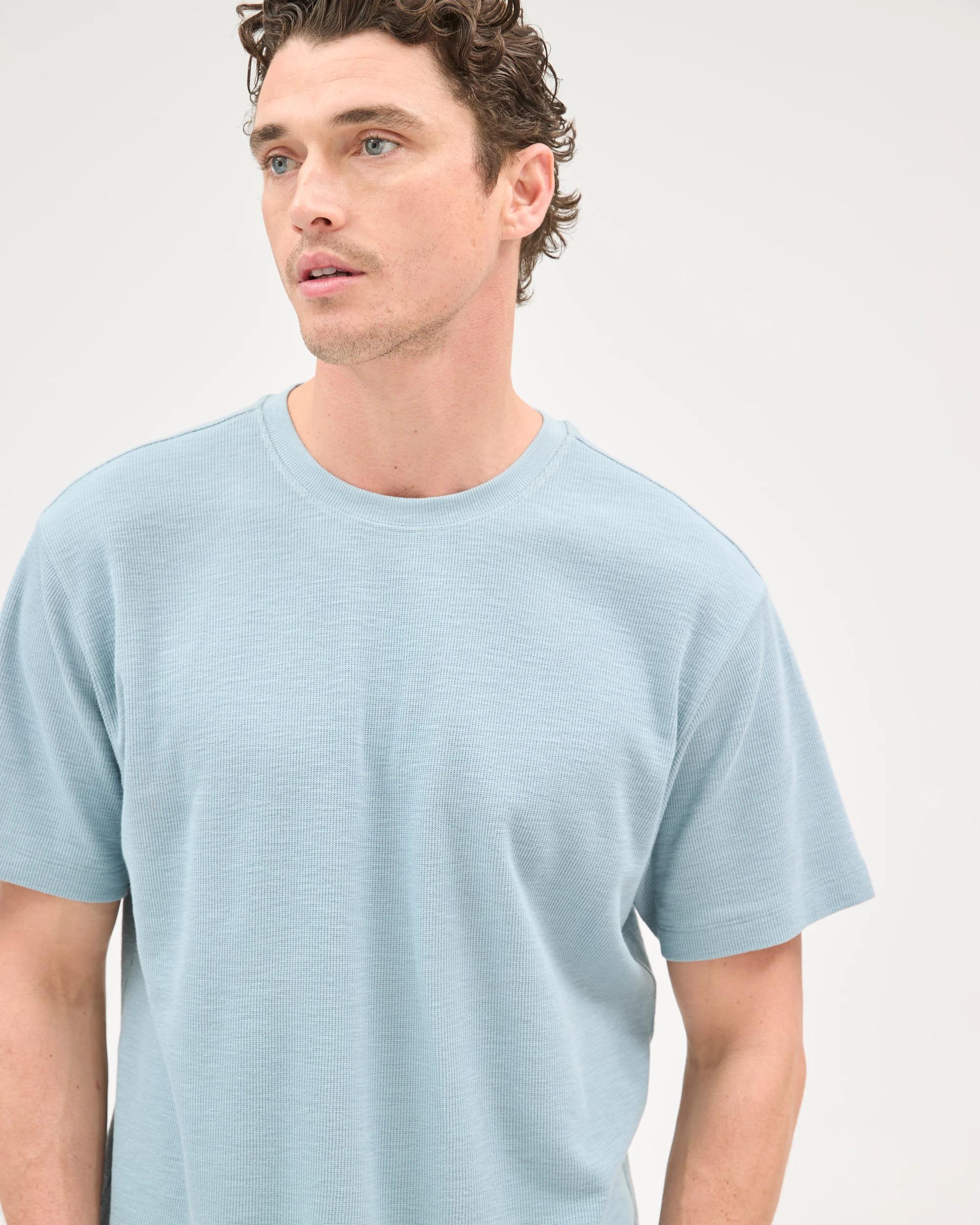 3 Target Man Australian Cotton Fashion Textured T-Shirt ARONA BLUE, 3 of 7