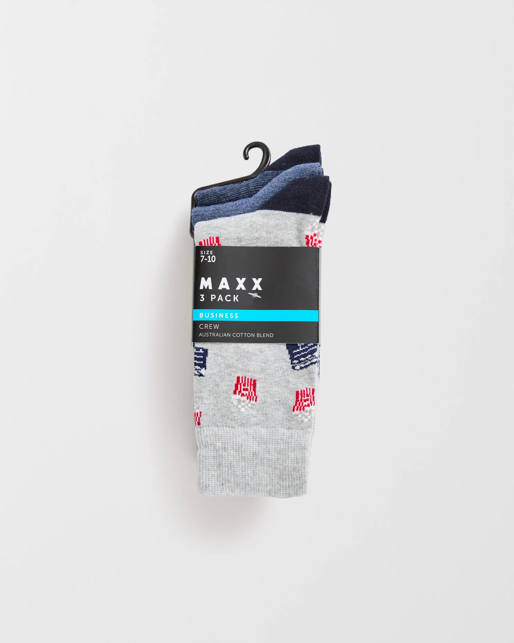 3 Maxx Australian Cotton Blend 3 Pack Business Crew Socks MOVIE, 3 of 3