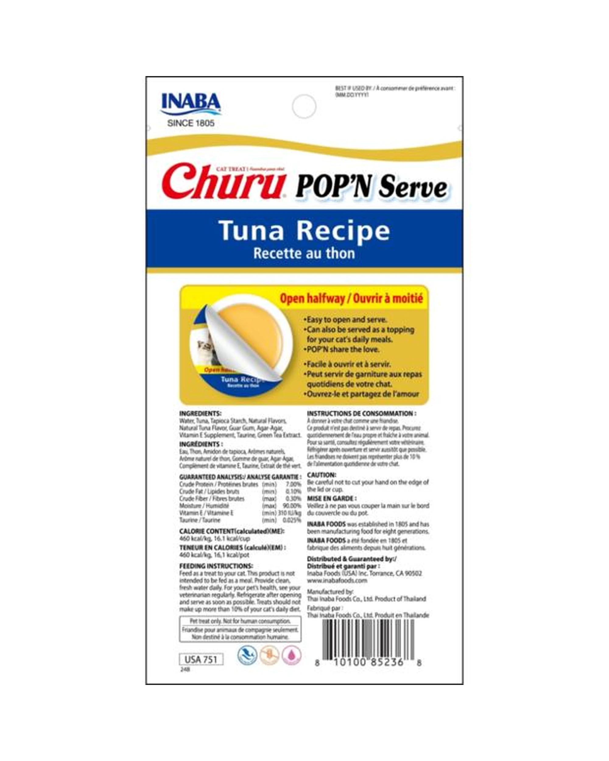 2 Inaba Churu Pop N Serve Lickable Cat Treats Tuna Recipe 4 x 70g, 2 of 3