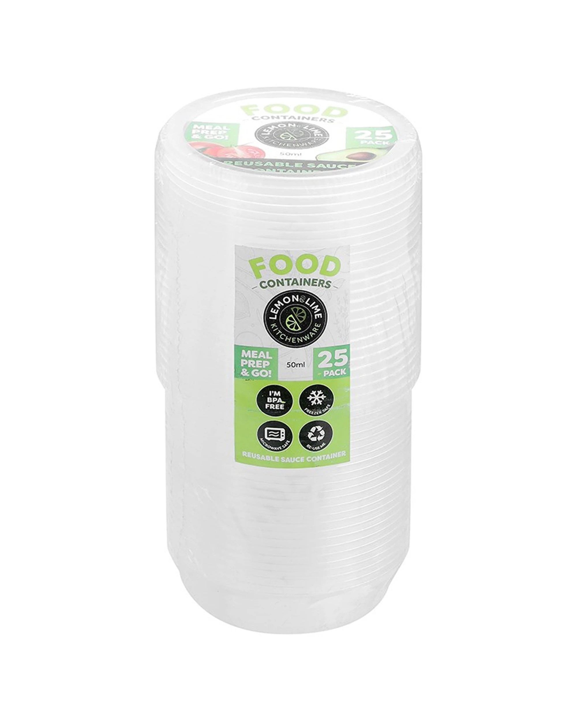 2 Lemon & Lime 200pc Reusable Sauce Container 50ml for Meal Prep Storage and Organisation Kit - Clear, 2 of 7