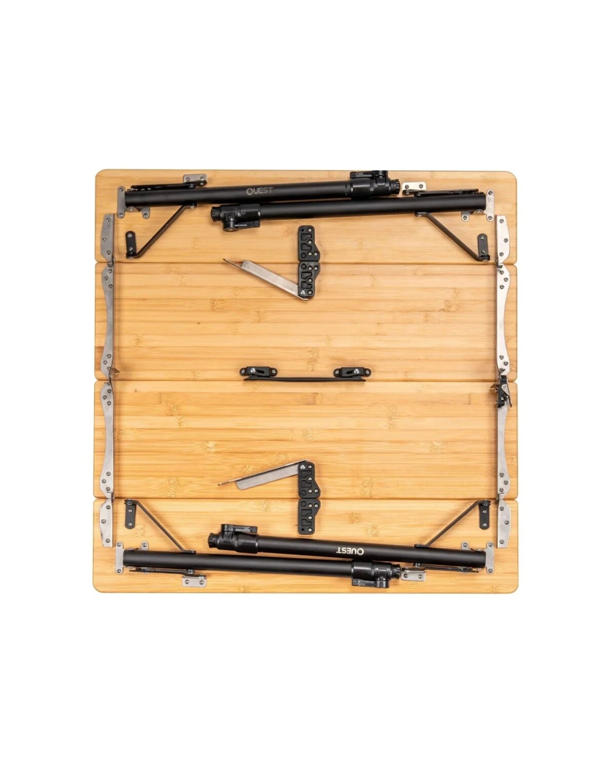 7 Quest Outdoors Folding Camping Table Bamboo Adjustable Bottle Opener - Brown, 7 of 9