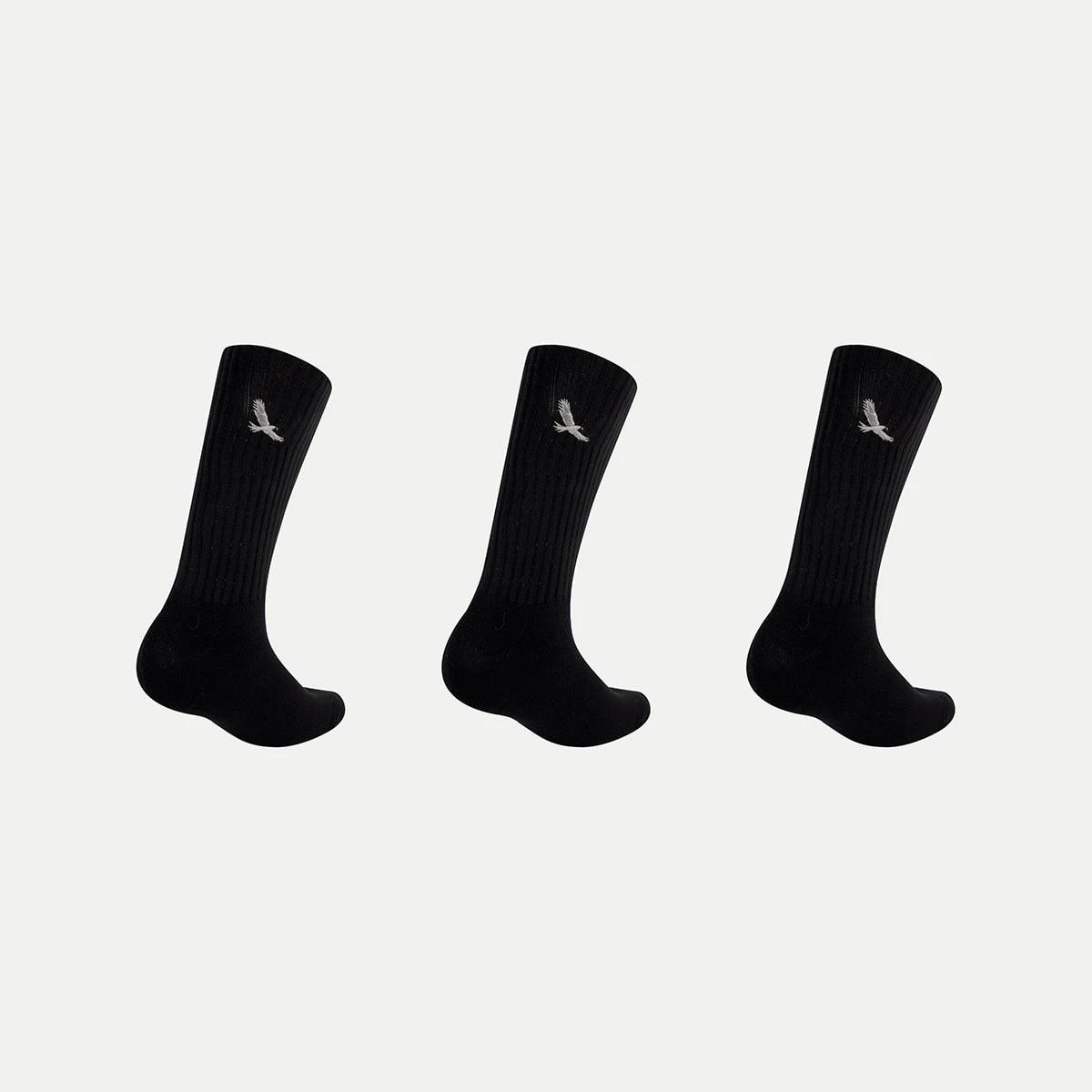 2 3 Pack Bamboo Rib Crew Socks BLACK, 2 of 3
