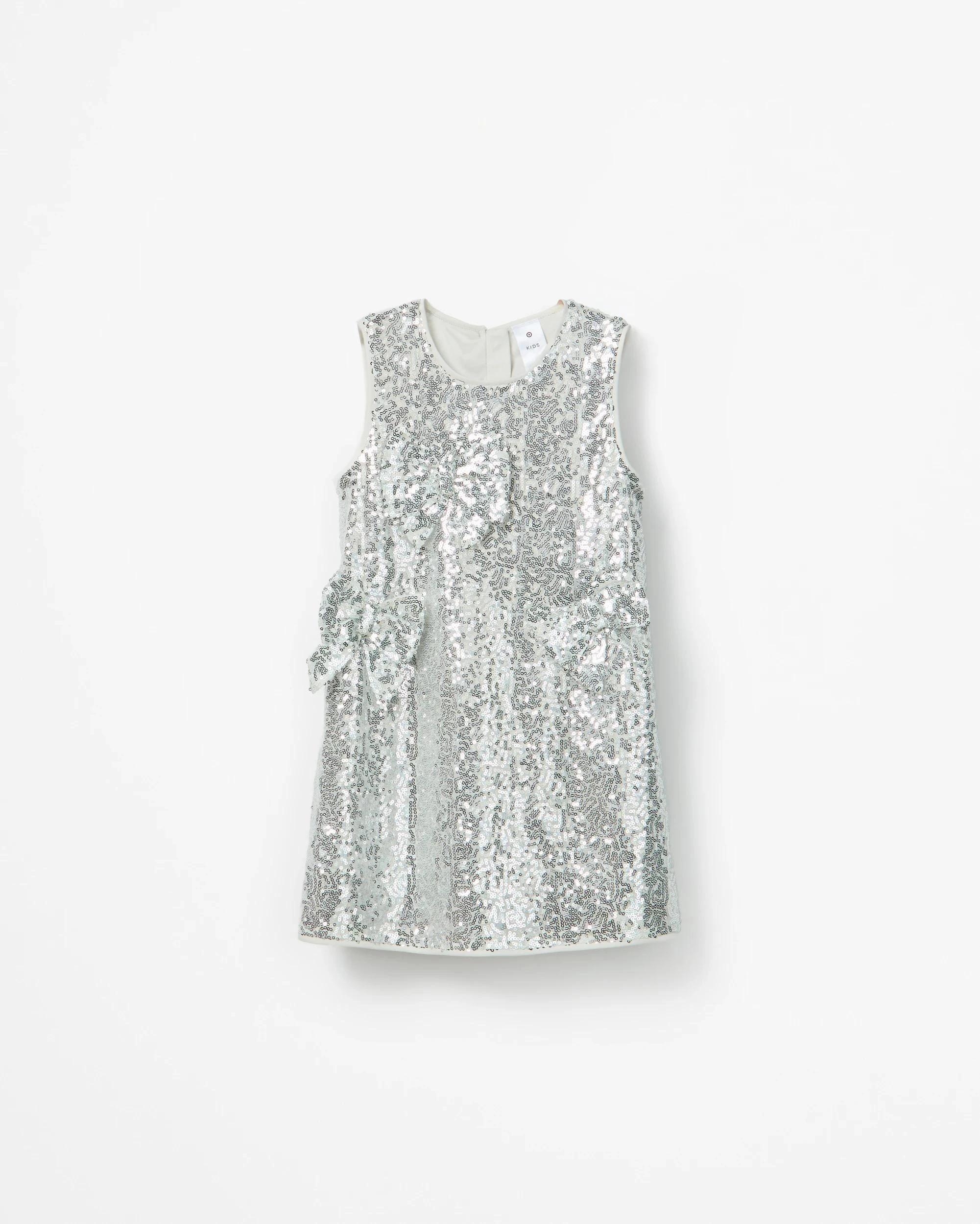6 Target Kids Sequin Bow Dress SILVER, 6 of 8