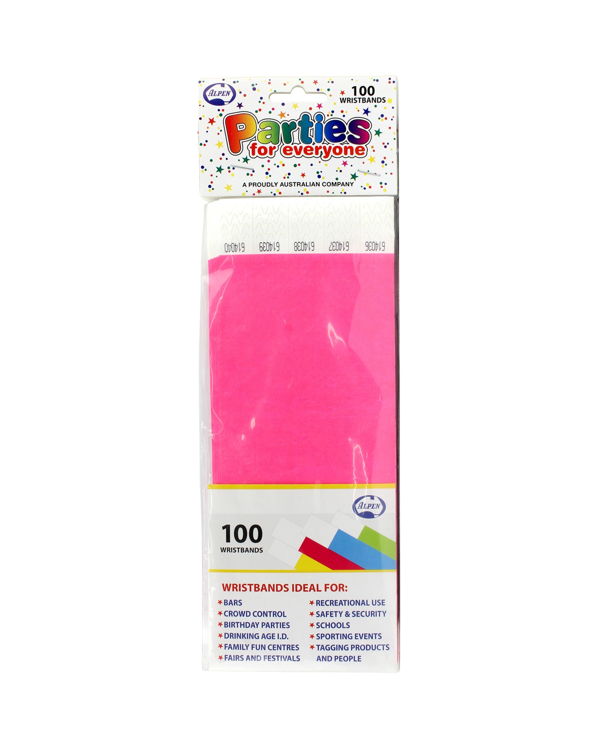 1 alpen Neon Pink Tyvek Wristbands Pack of 100 - Pink, 1 of 1