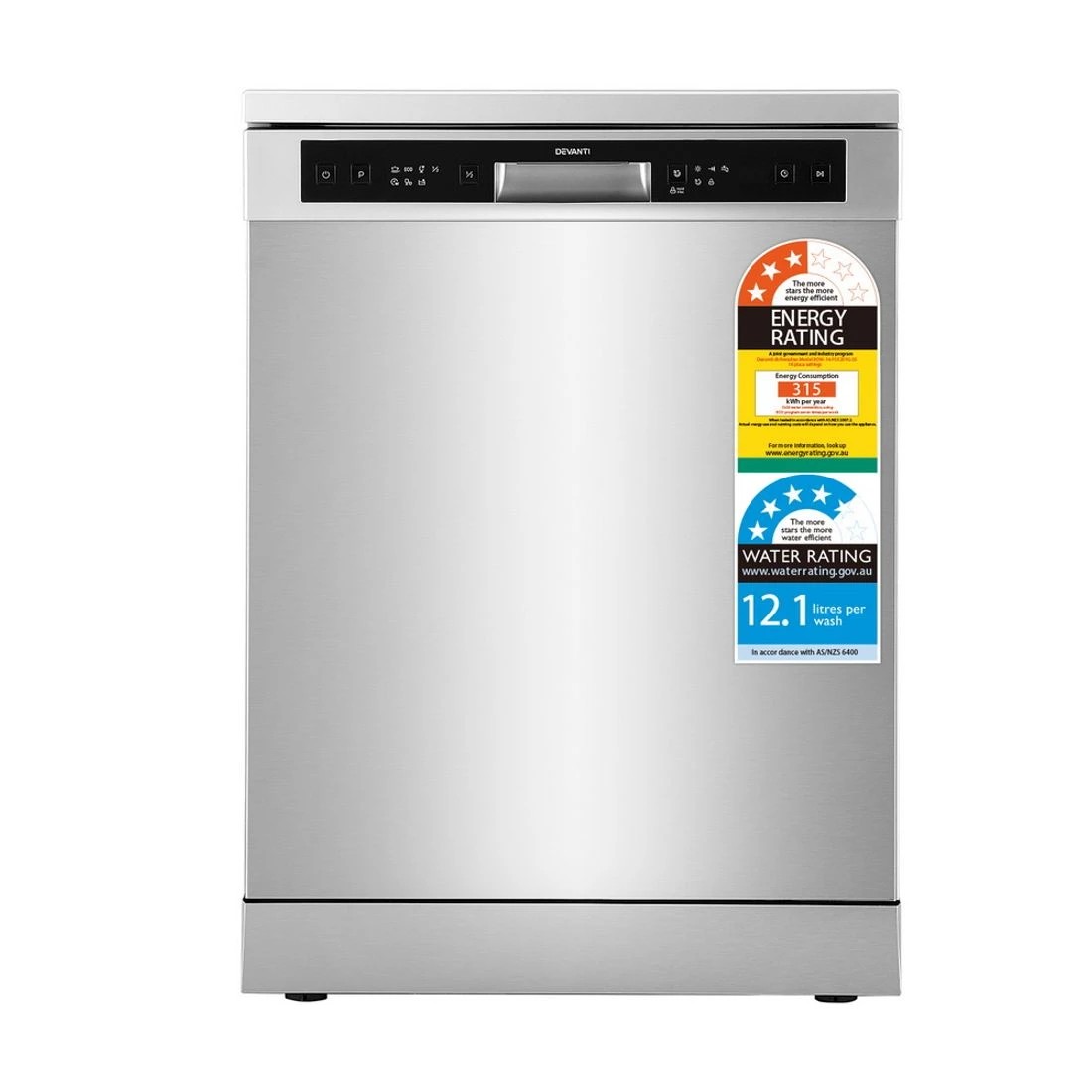 2 Devanti 60cm 14 Place Settings Freestanding Dishwasher - Silver, 2 of 4