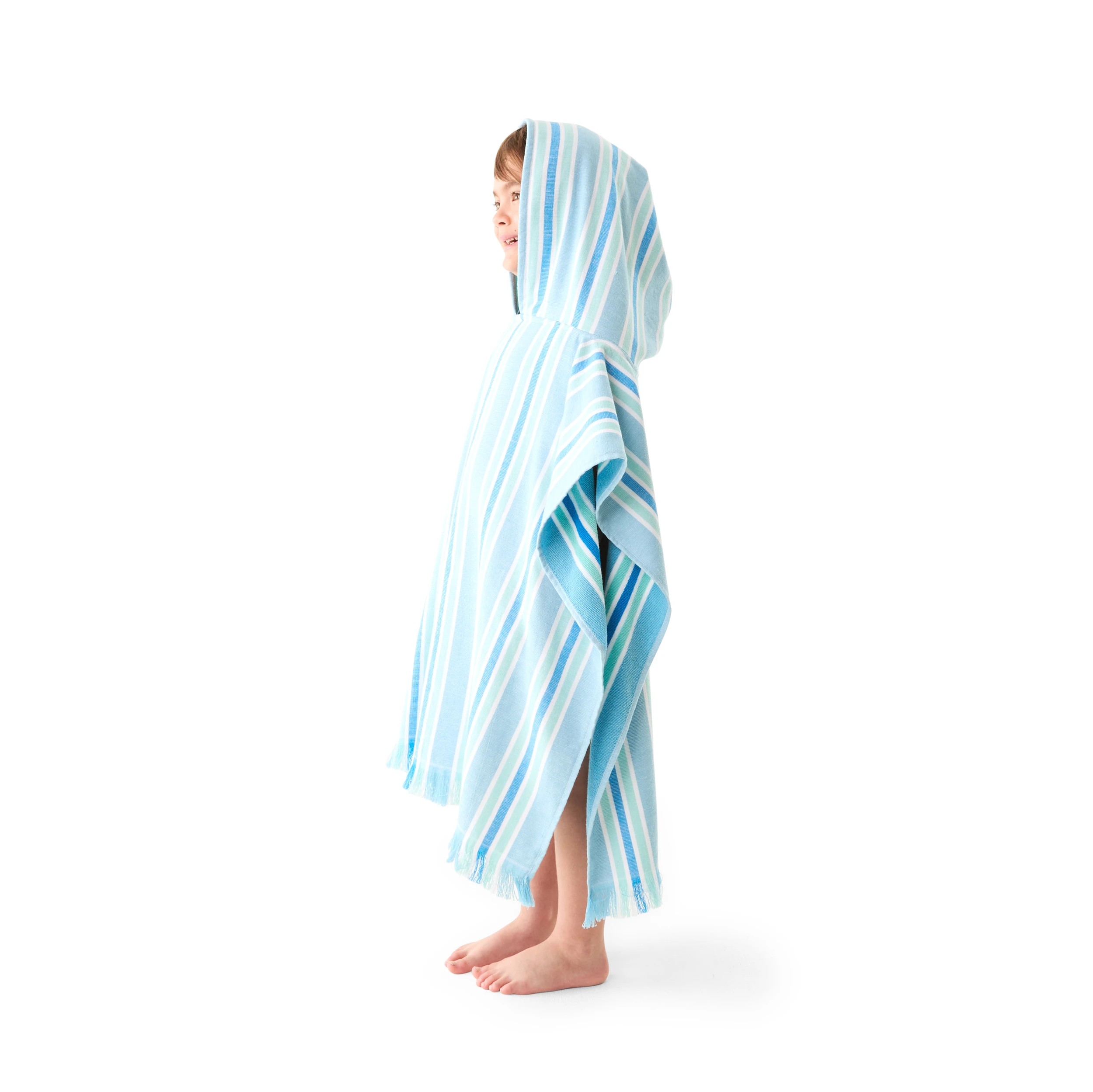 3 Cotton Kids Hooded Beach Towel - Blue, 3 of 9