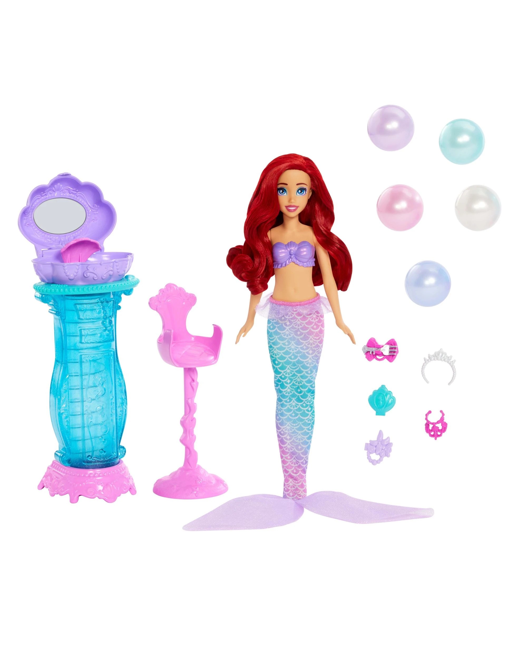 2 Disney Princess Ariel Vanity Pop Mermaid Fashion Doll & Vanity with 5 Pop - up Surprises, 2 of 6