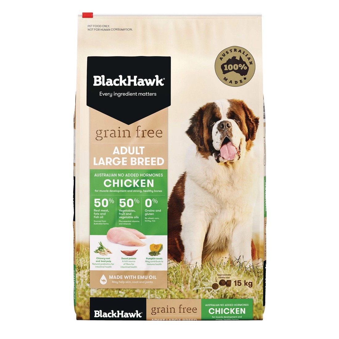 1 Black Hawk Grain Free Large Breed Adult Chicken Dry Dog Food 15kg, 1 of 2