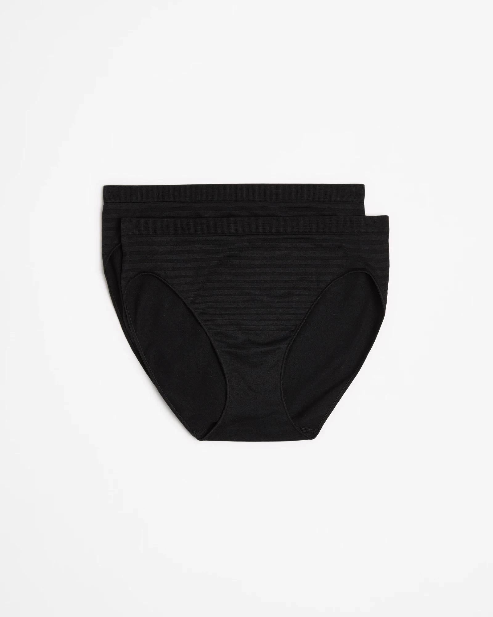 1 Target Woman 2 Pack Seamfree Matte and Shine High Cut Briefs BLACK, 1 of 4