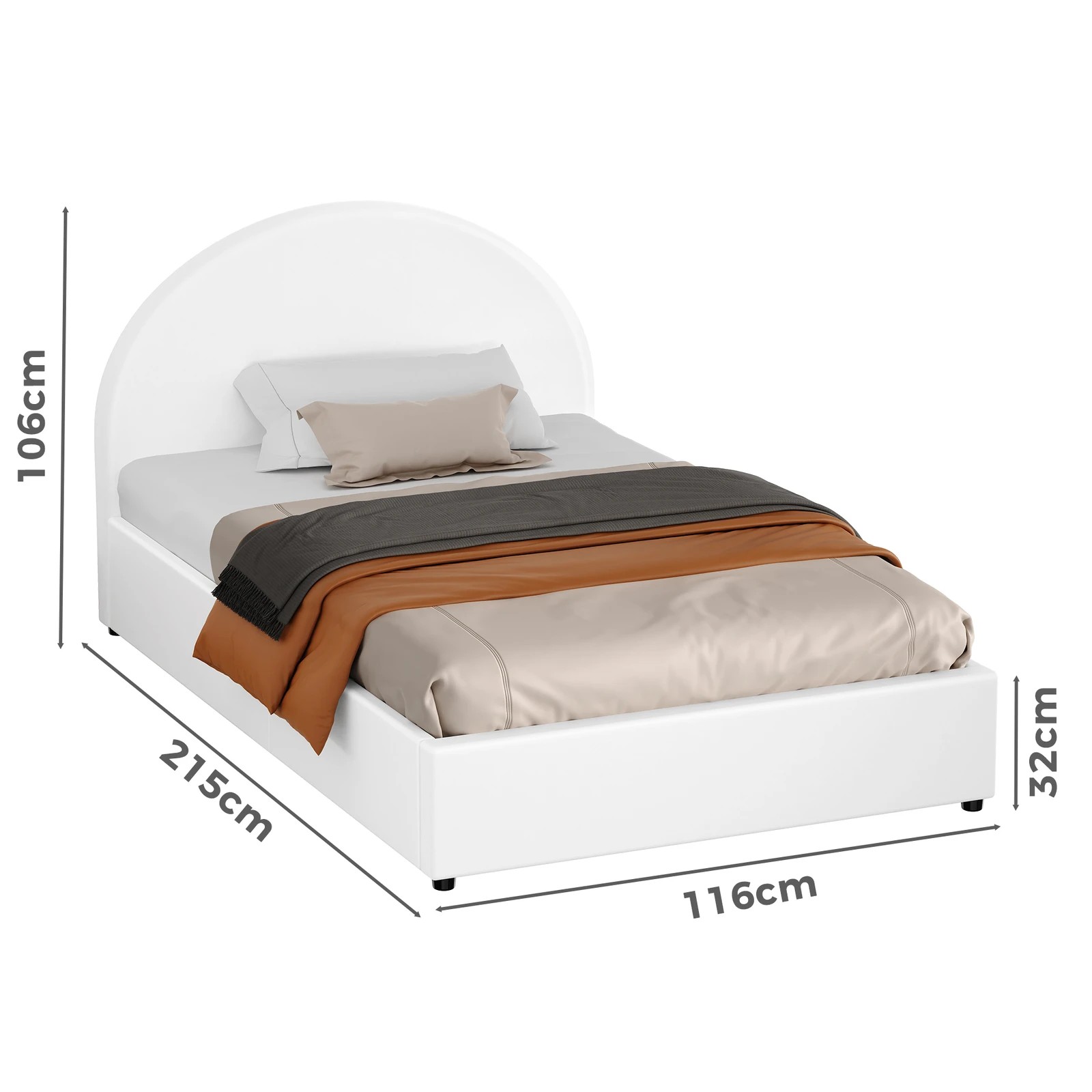 10 Alfordson Bed Frame King Single Gas Lift Base With Storage Leather Howell - White, 10 of 10