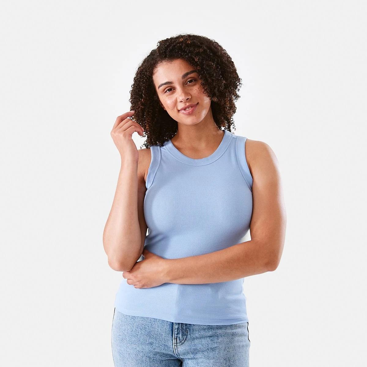 1 Sleeveless Rib Tank Seren Blue, 1 of 6
