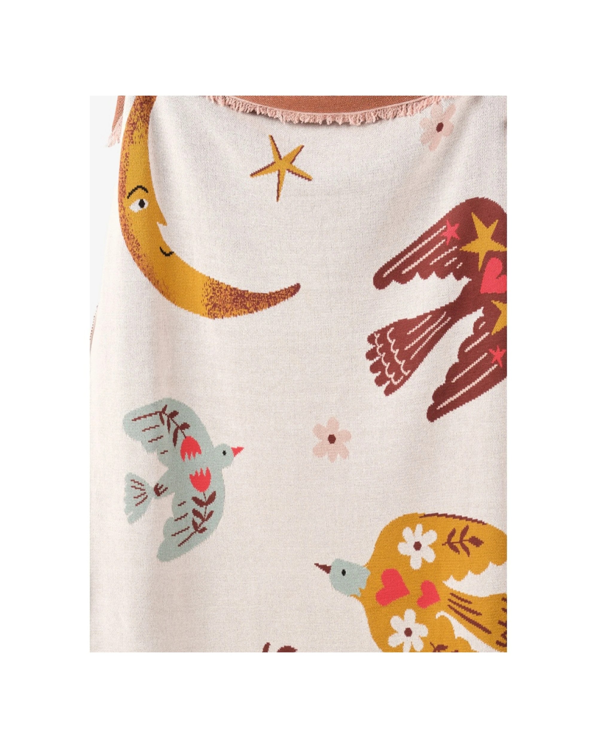 1 Linen House Kids Folk Woodland Soft Knitted Cotton Comfort Throw Blanket 120x140cm - Pink, 1 of 3