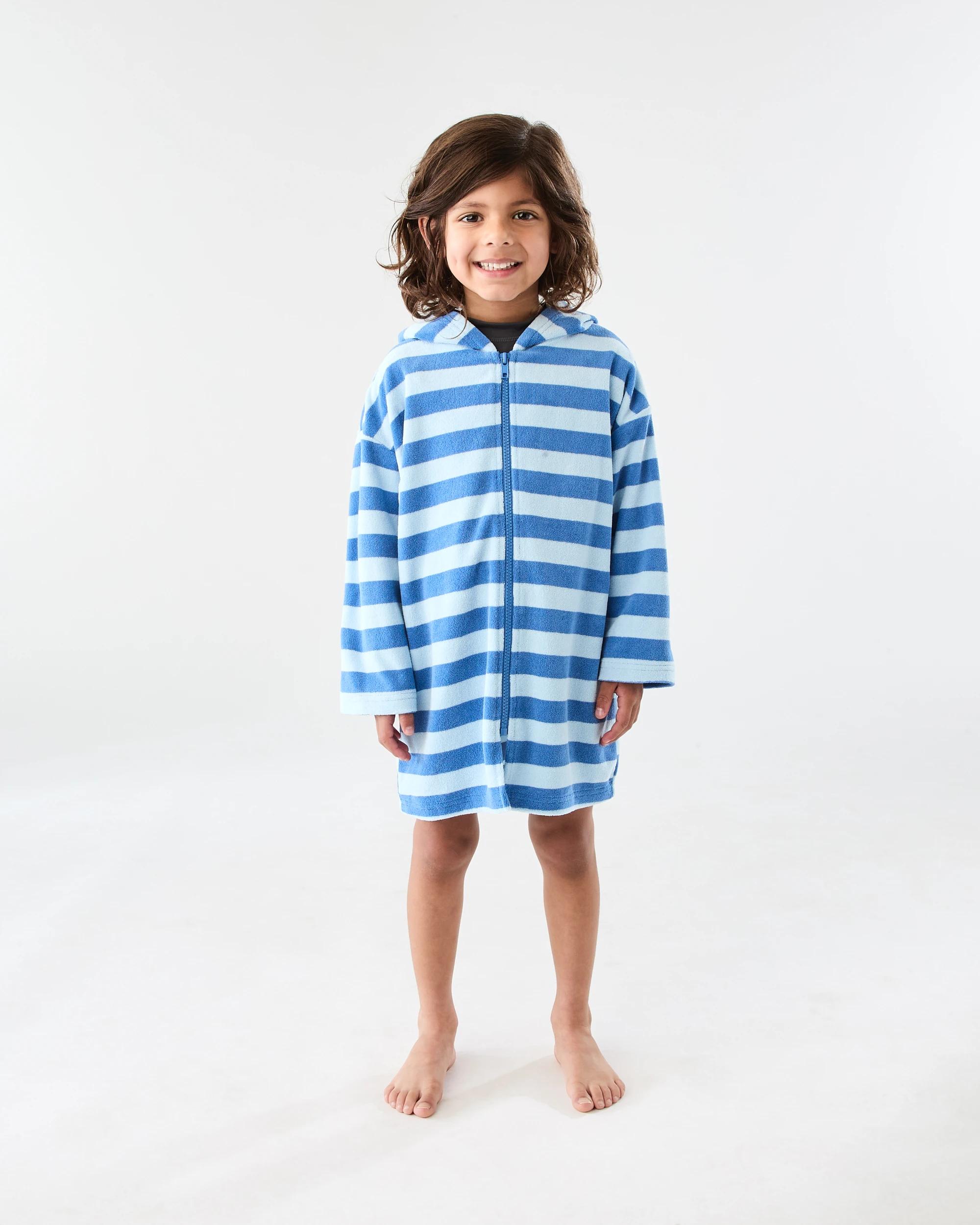 5 Terry Swim Cover Up Blu Stripe, 5 of 6