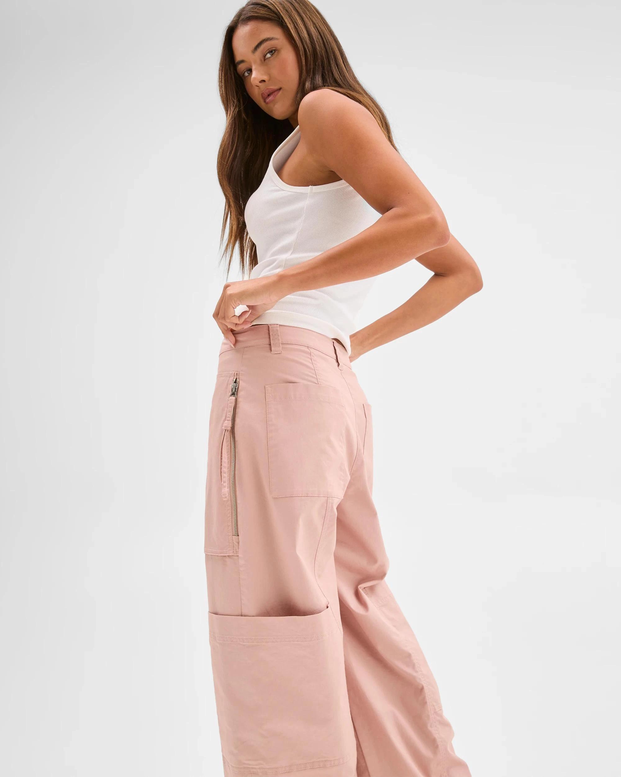 3 Lily Loves Australian Cotton Blend Utility Cargo Pants BLUSH PINK, 3 of 6