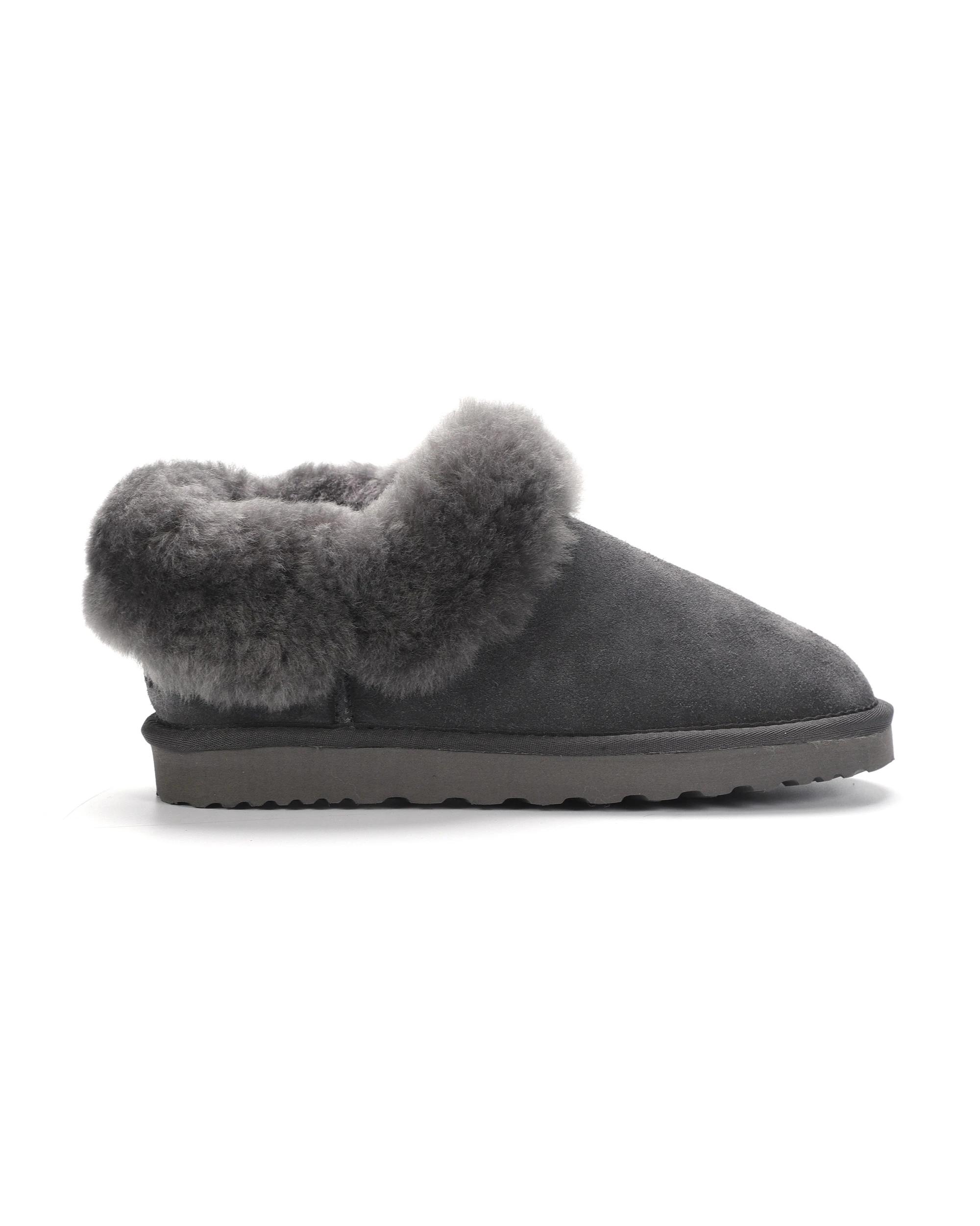 1 AUS WOOLI Sheepskin Wool Traditional Ankle UGG Slippers GREY, 1 of 6
