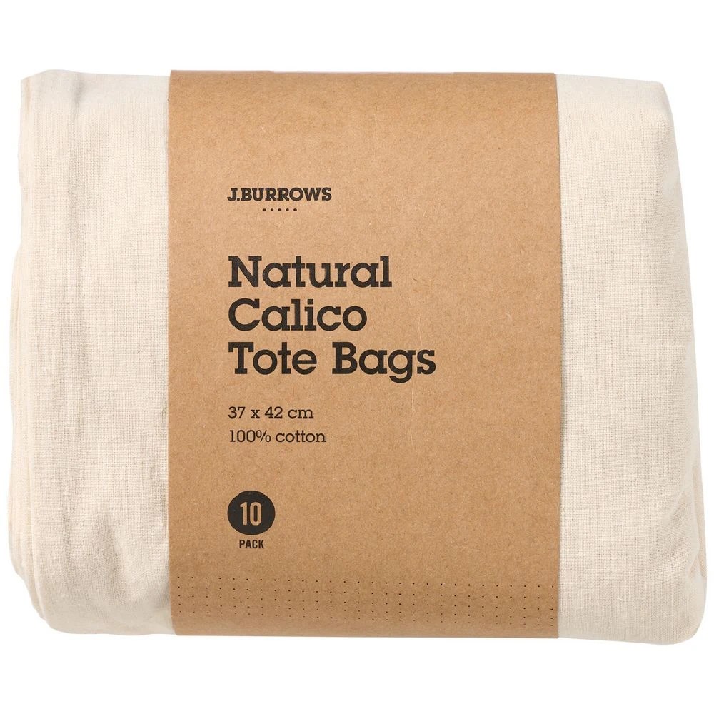 3 J.Burrows Calico Tote Bag Natural 10 Pack, 3 of 3