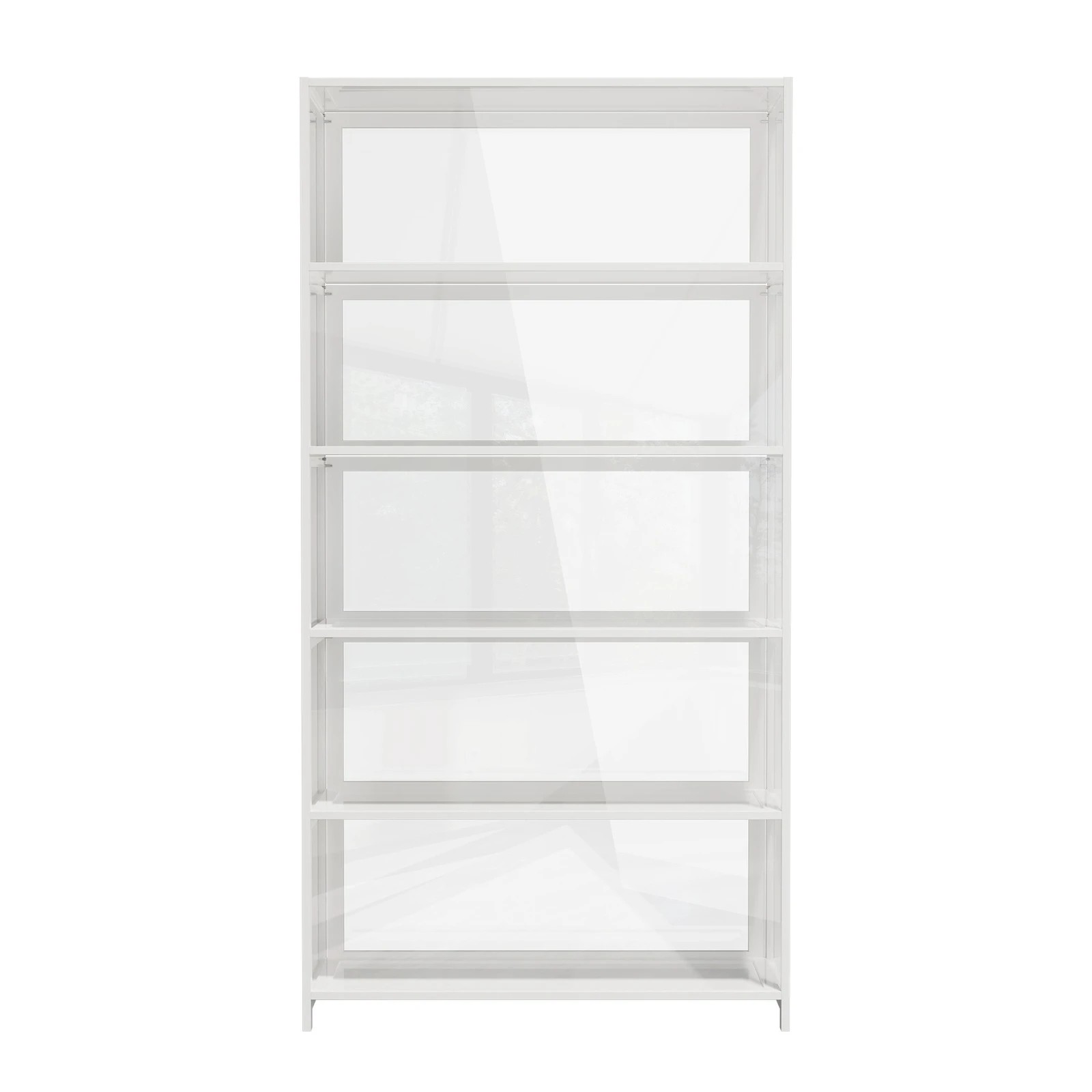 8 Oikiture Display Cabinet Storage 5-Tier Shelves Tall Clear Bookcase Rack - White, 8 of 8