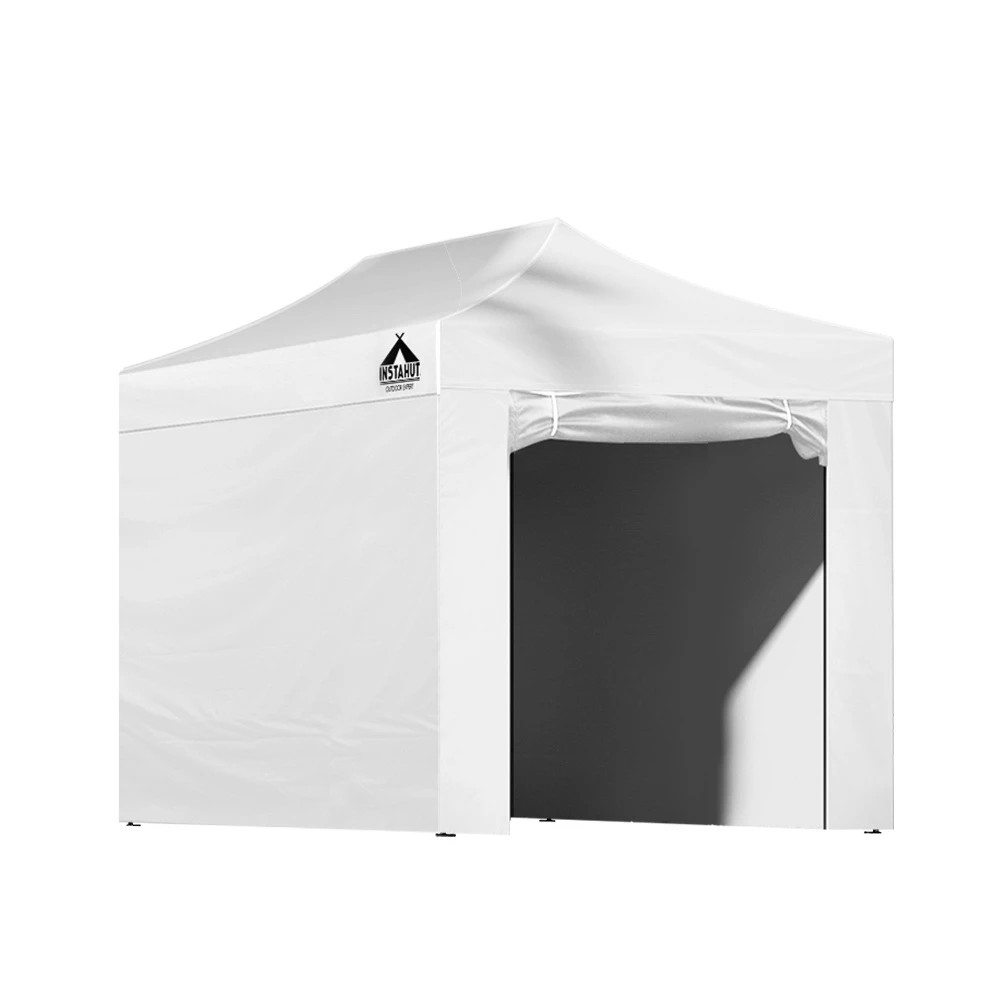 1 Instahut Gazebo 3x4.5 Pop Up Marquee Folding Tent Wedding Gazebos Camping Outdoor Shade Canopy - White - White, 1 of 9