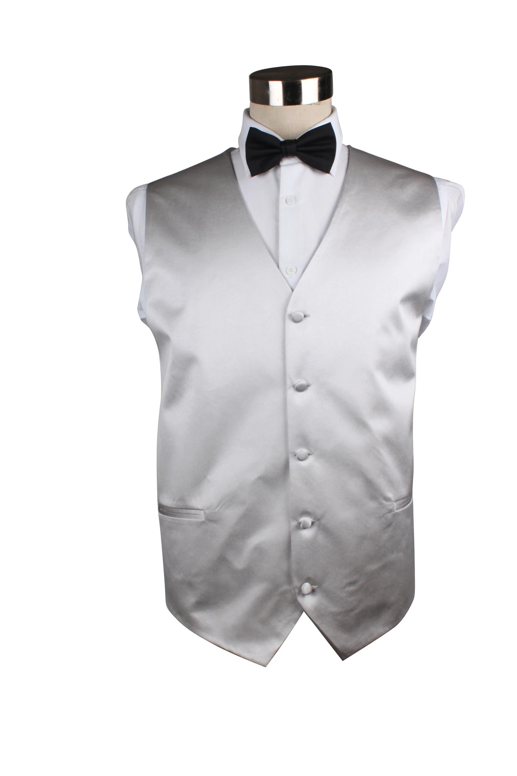 2 Zasel Mens Plain Vest Waistcoat SILVER, 2 of 2