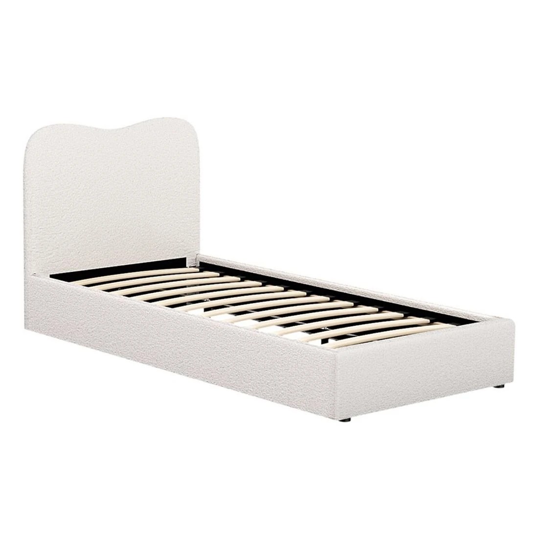 2 Artiss Bed Frame Single Size Boucle DARA - White, 2 of 5