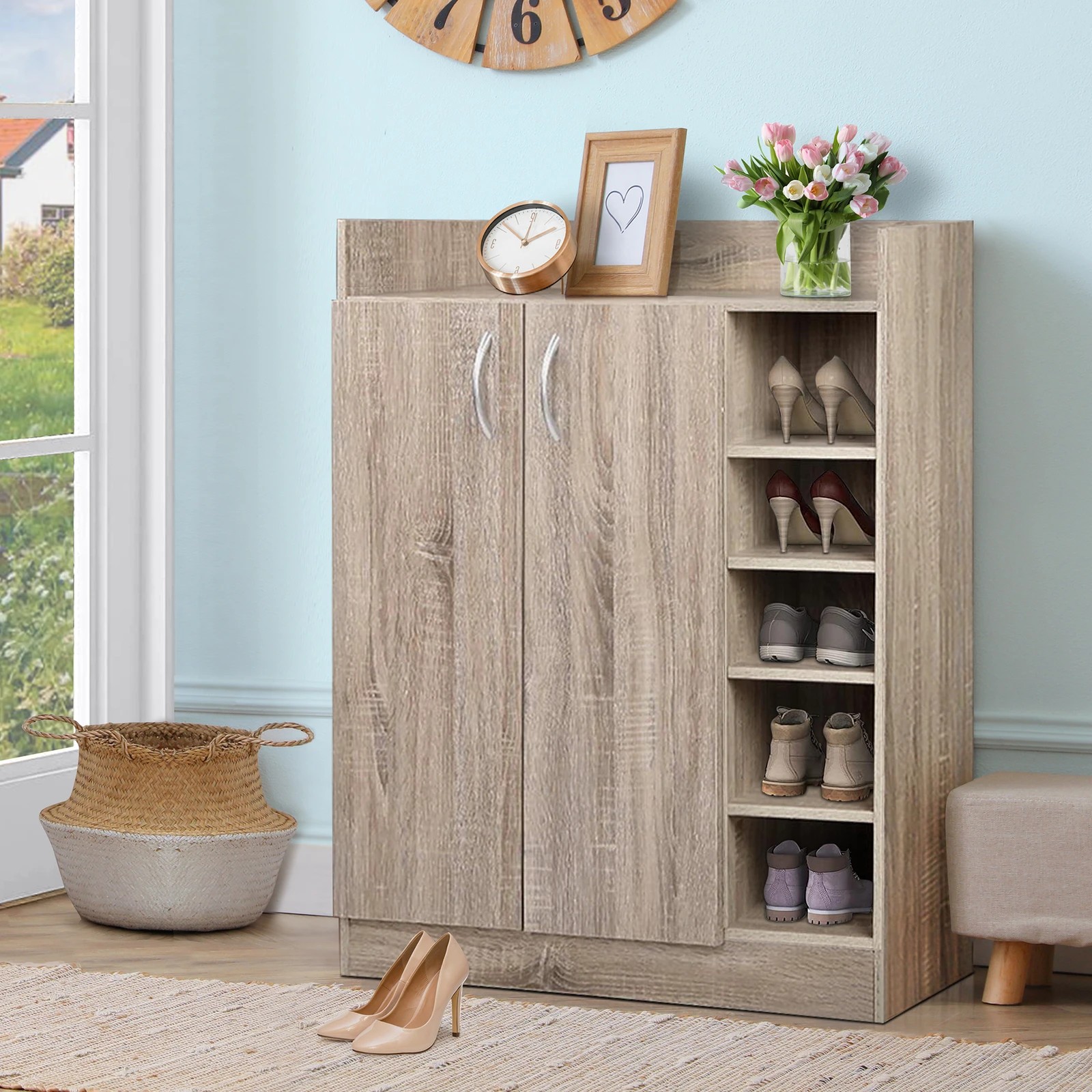 4 Alfordson Shoe Cabinet Storage Rack 21 Pairs - Oak, 4 of 6