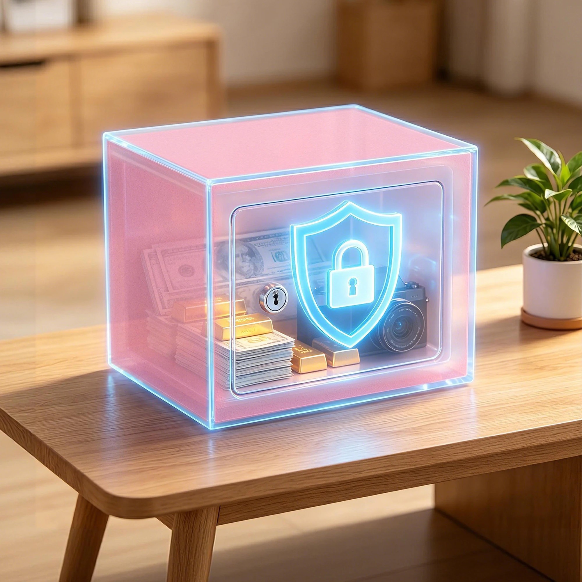 6 UL-Tech 6.5L Small Safe Box with Key Lock for Cash Mini Home Security Safe - Pink, 6 of 8