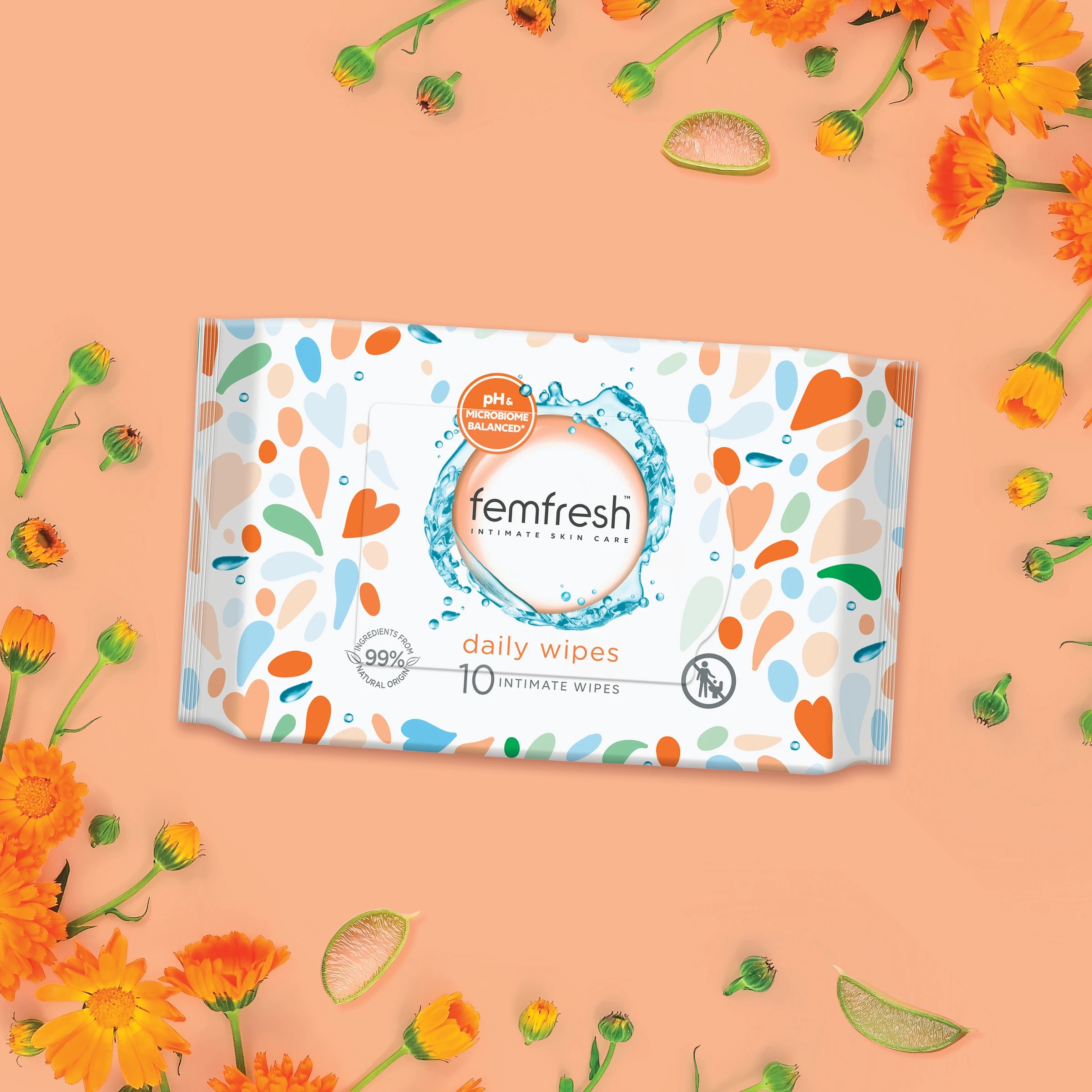 3 10 Pack Femfresh Intimate Skincare Daily Wipes - Aloe Vera and Calendula Extracts, 3 of 9