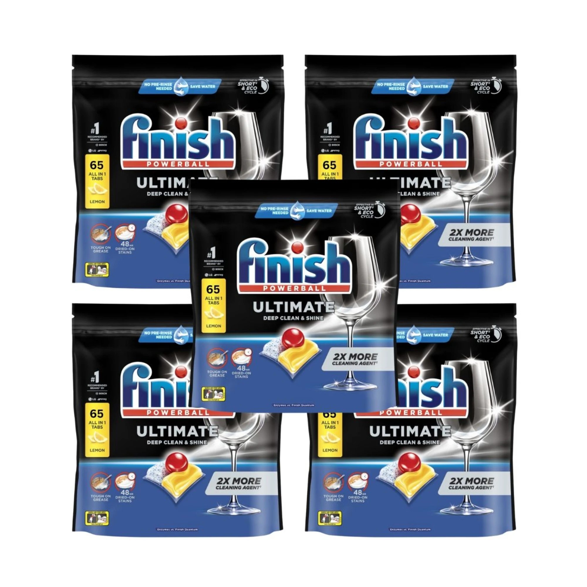 1 Finish Ultimate Deep Clean & Shine Dishwasher Tablets Lemon 65'Sx5, 1 of 2