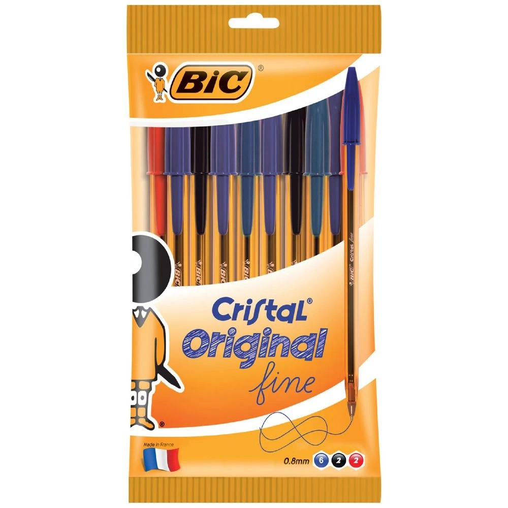 1 BIC Cristal Original Ballpoint Pen Fine Assorted 10 Pack, 1 of 6