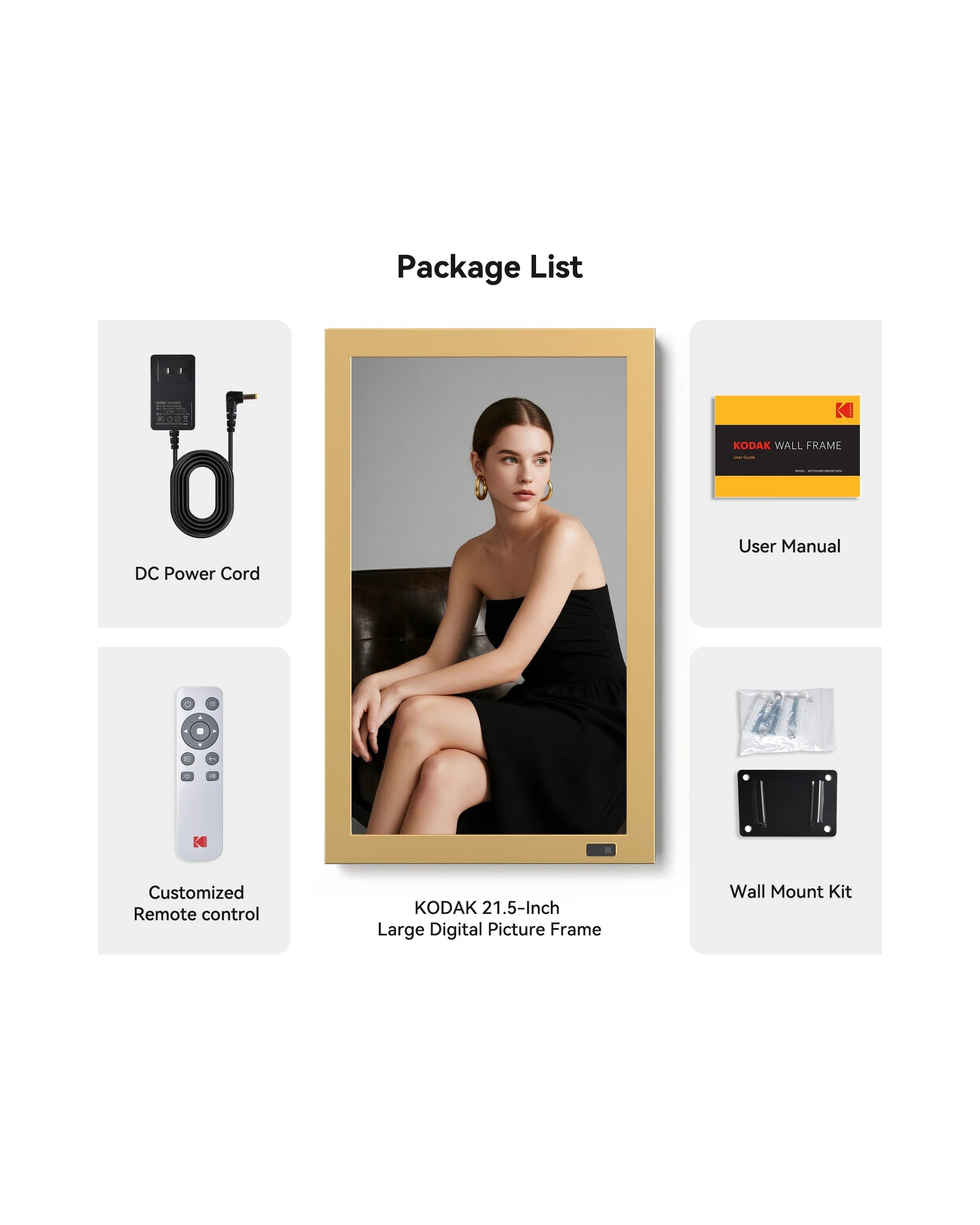 2 Kodak WF215 21.5 Inch Wi-Fi Photo Frame Metal Gold, 2 of 4