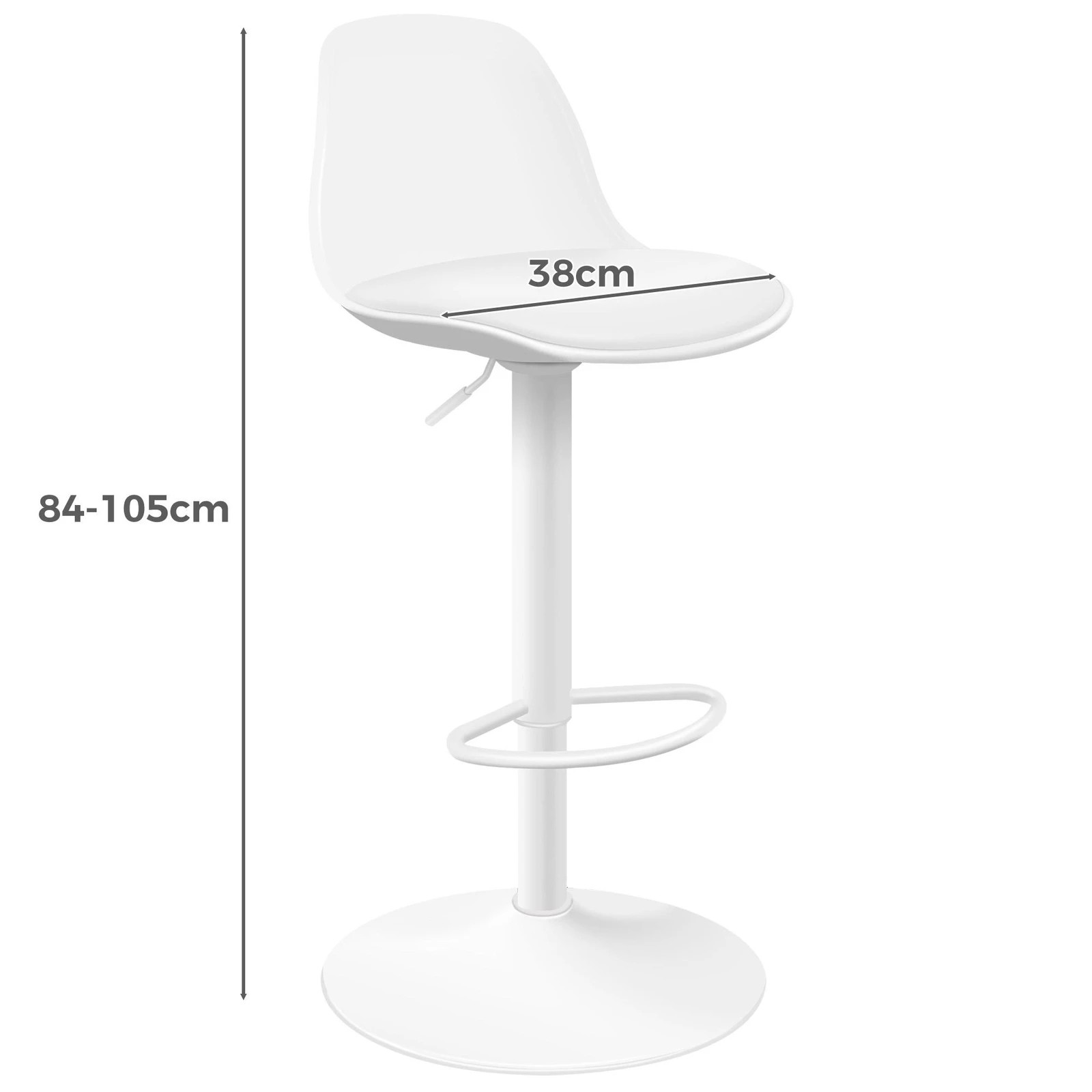 7 Alfordson 4x Bar Stools Kitchen Swivel Chair Leather Gas Lift Philip - White, 7 of 8