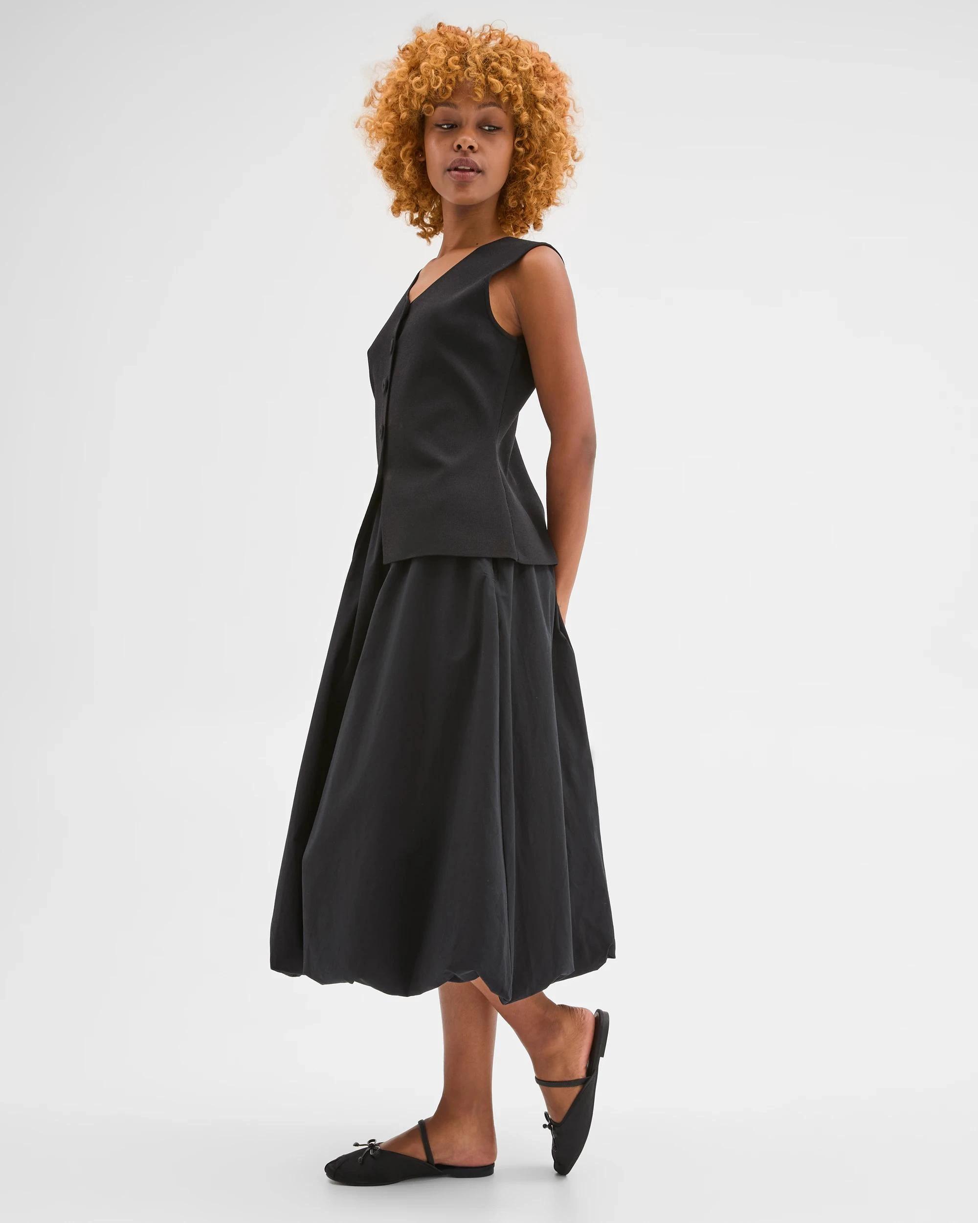 5 Target Petites Australian Cotton Bubble Midi Skirt BLACK, 5 of 5