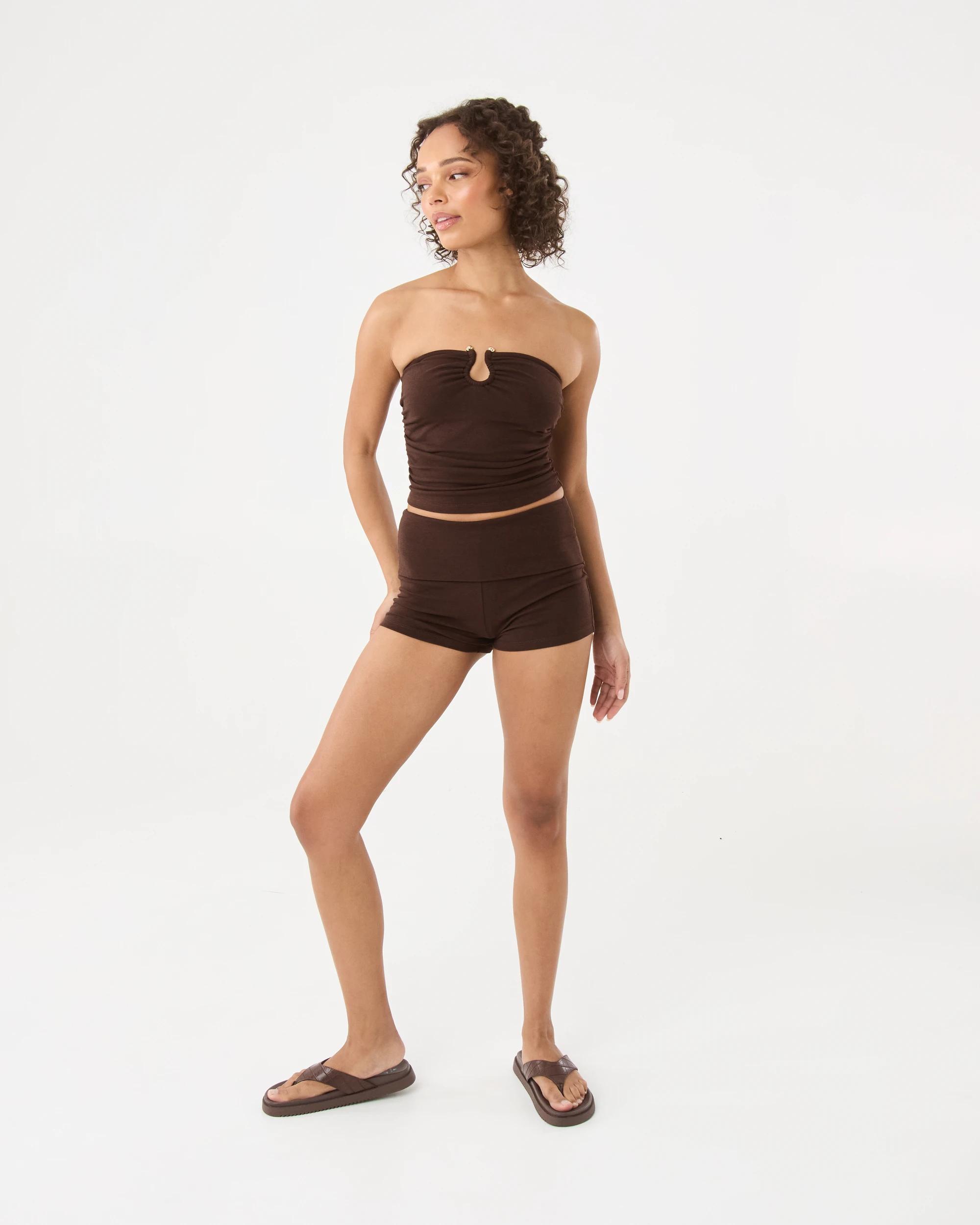 2 Sleeveless Trim Detail Tube Top Melt Brown, 2 of 8