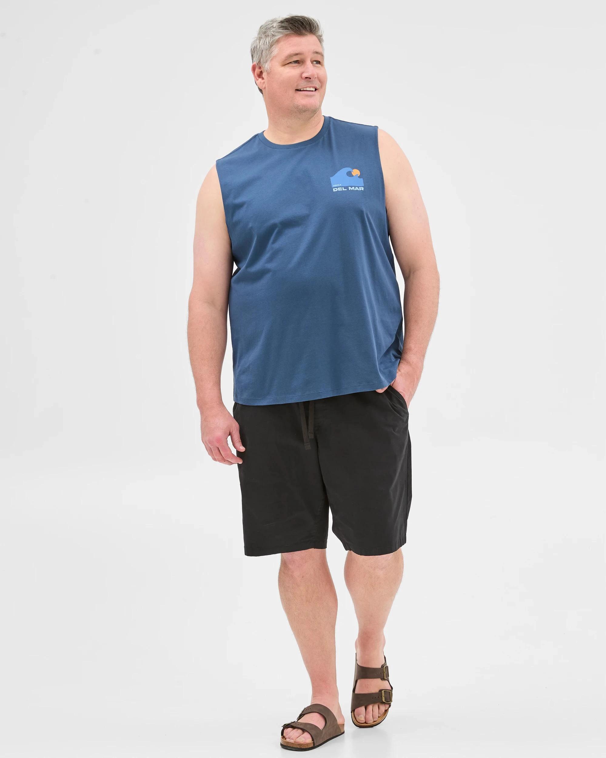 1 Target Man Plus Plus Size Australian Cotton Blend Tank Top NAVY WAVE, 1 of 5