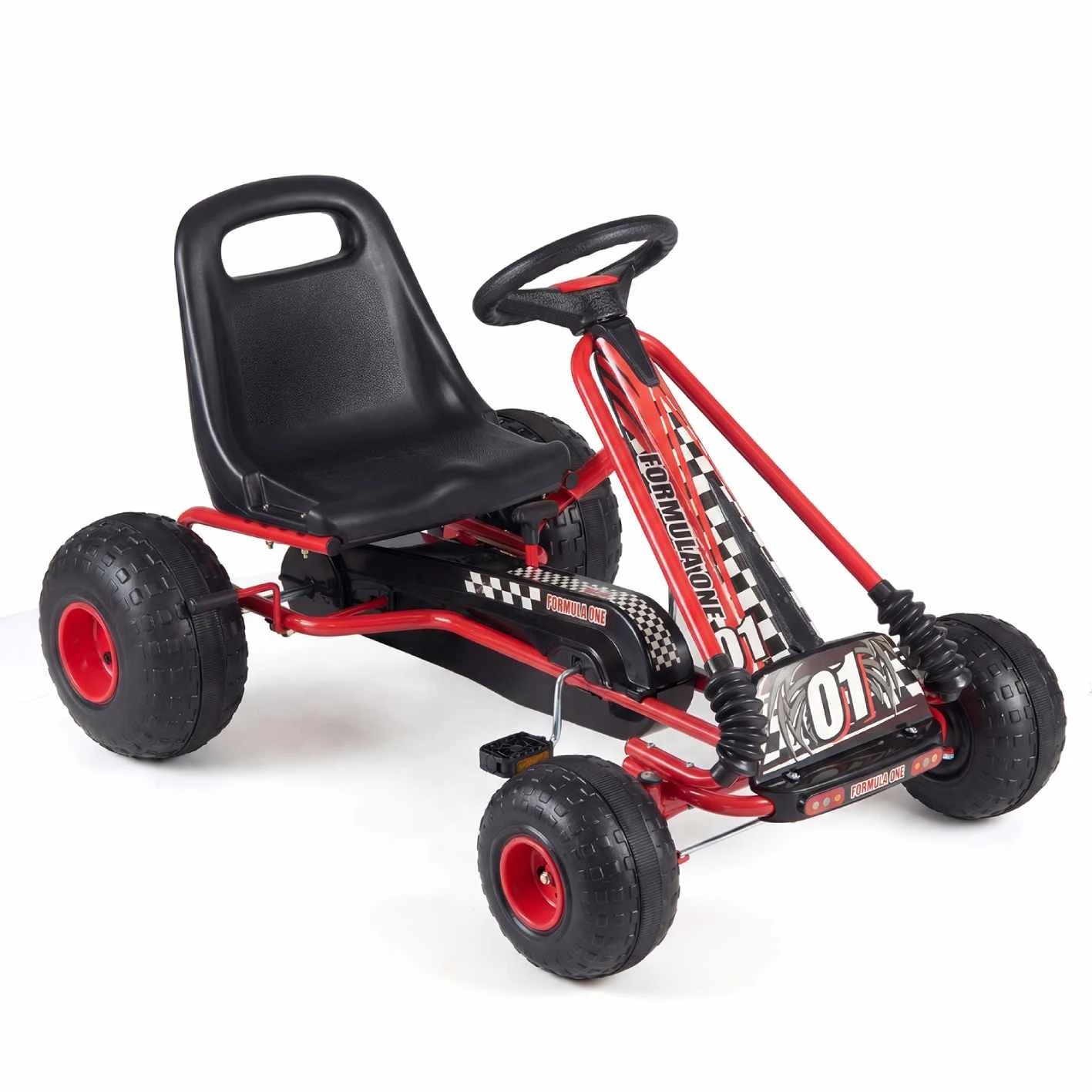 1 Costway Kid Pedal Go Kart 4 Wheel Ride on Toy Car - Red, 1 of 1