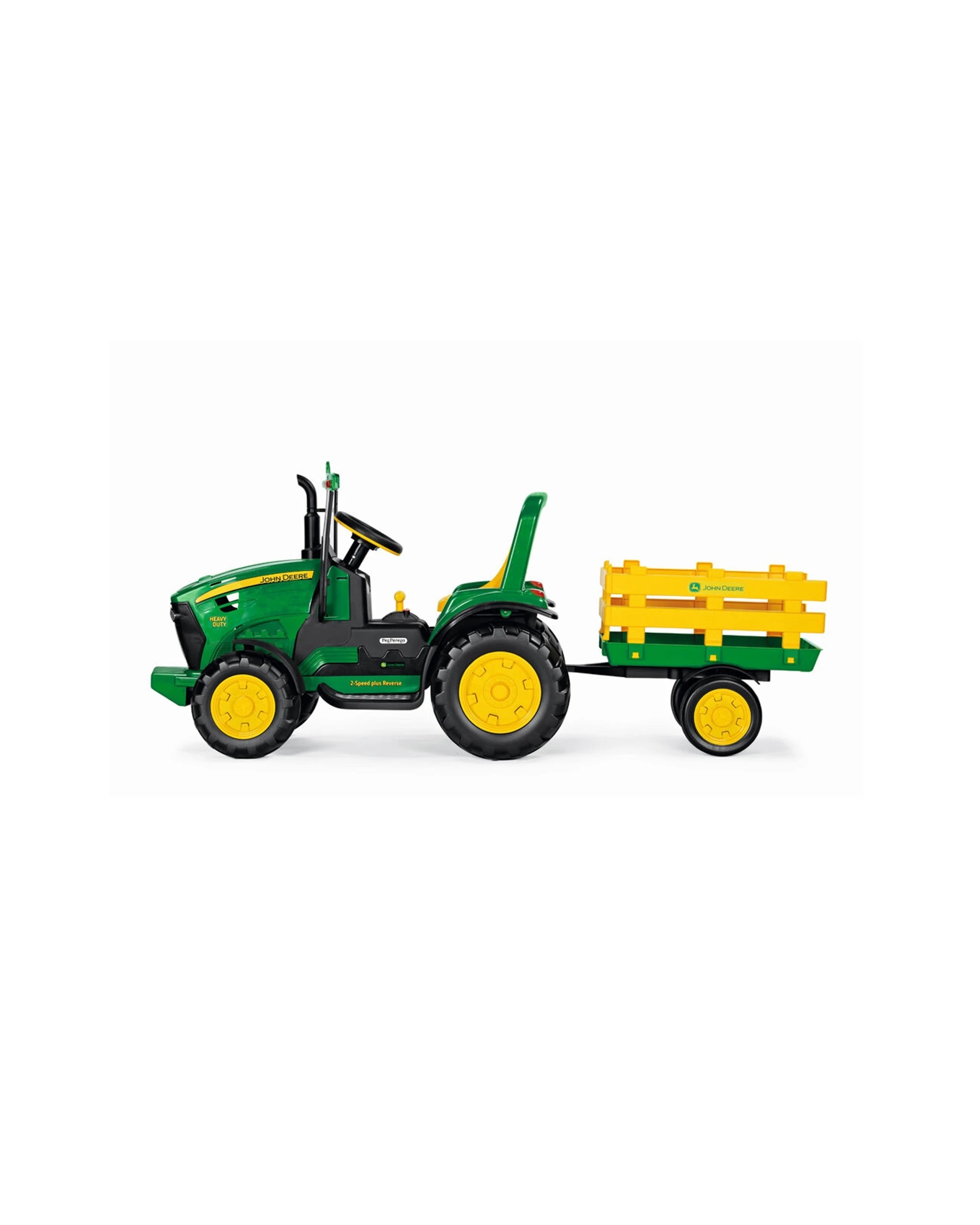 3 John Deere 12V Heavy Duty Tractor and Trailer Powered Ride-On Toy for Kids - Green, 3 of 4