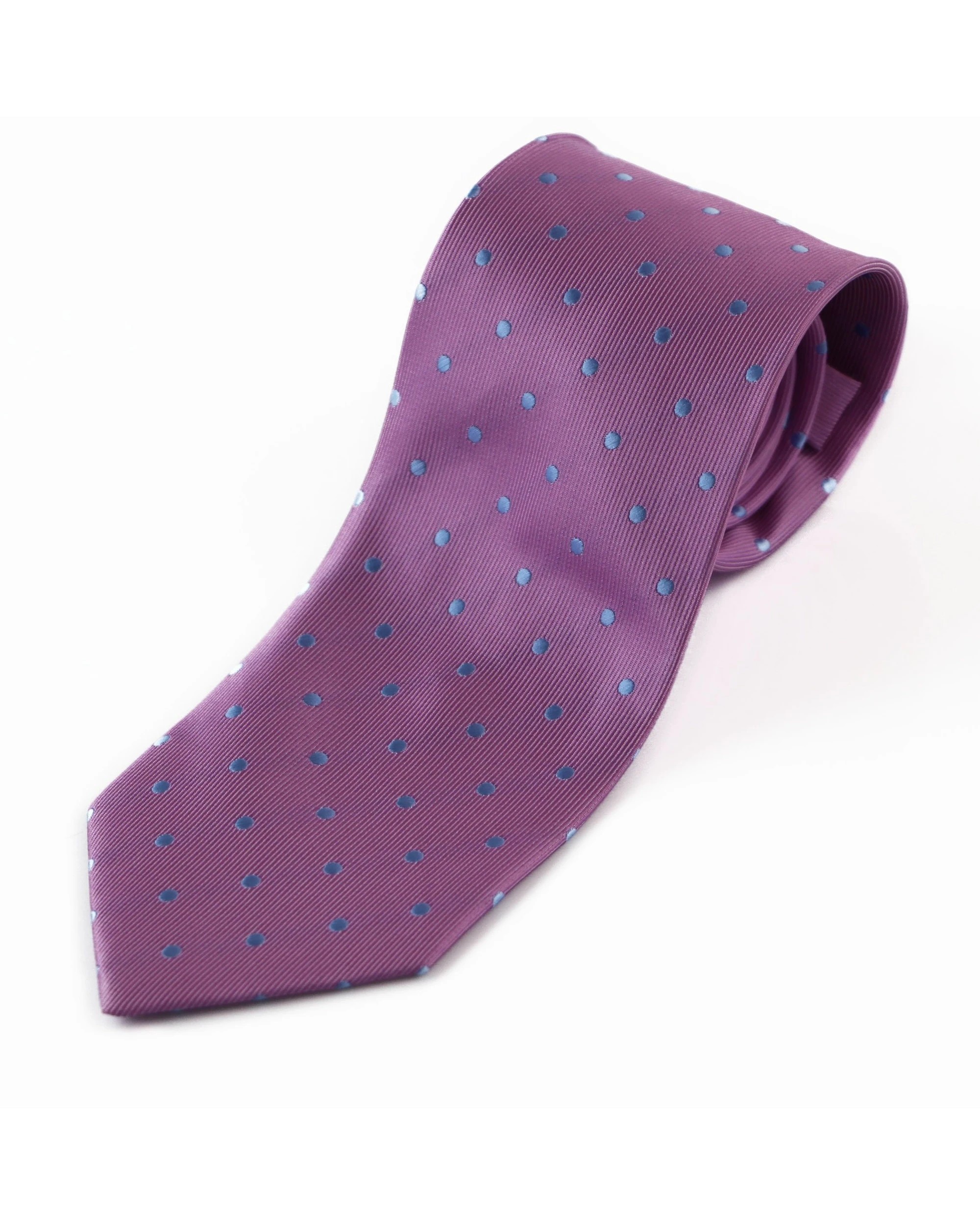 2 Zasel Mens Violet & Baby Blue Mini Polka Dot Patterned 8cm Neck Tie - Multi, 2 of 3