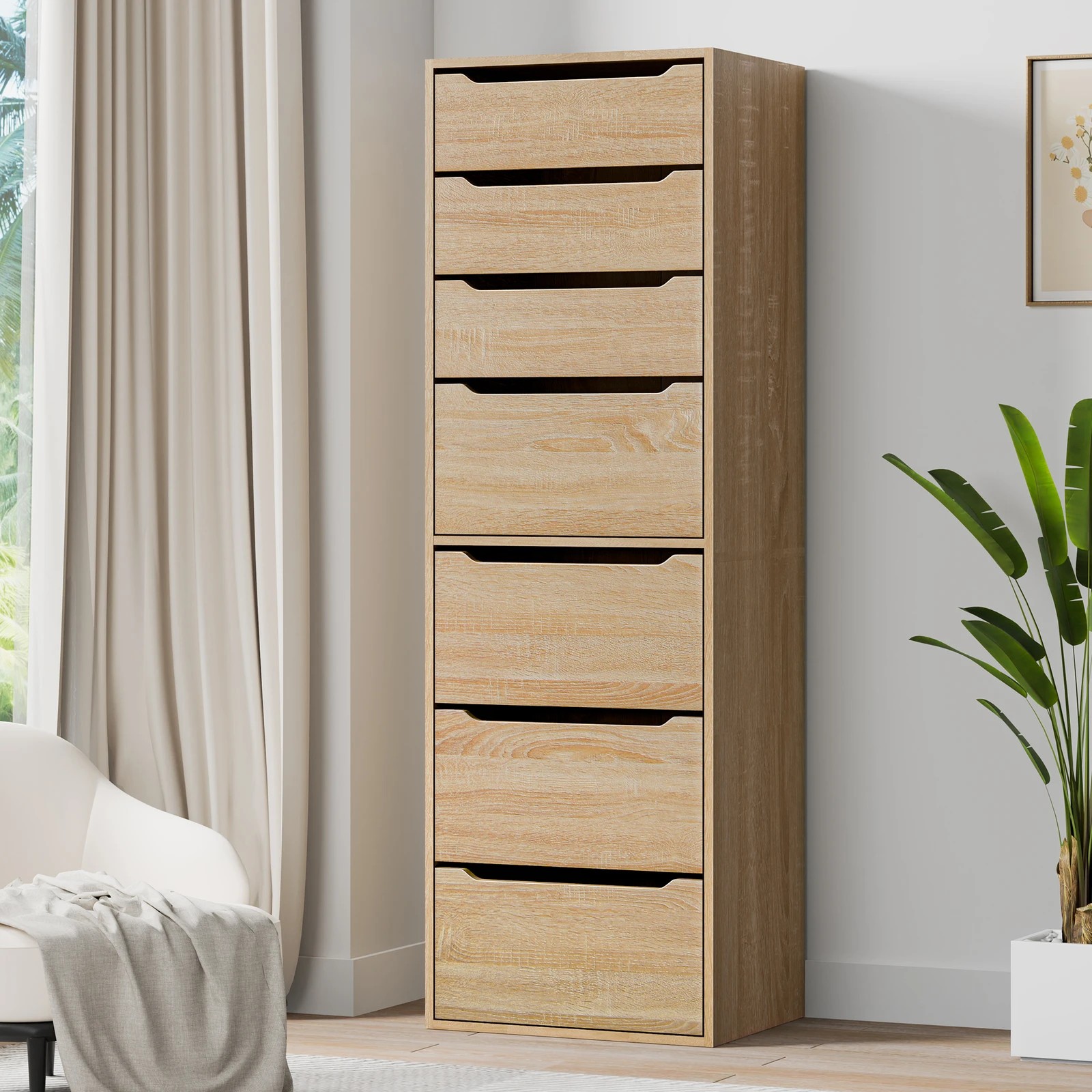 2 Alfordson Wardrobe 7 Drawers Clothes Storage Cabinet - Oak, 2 of 10