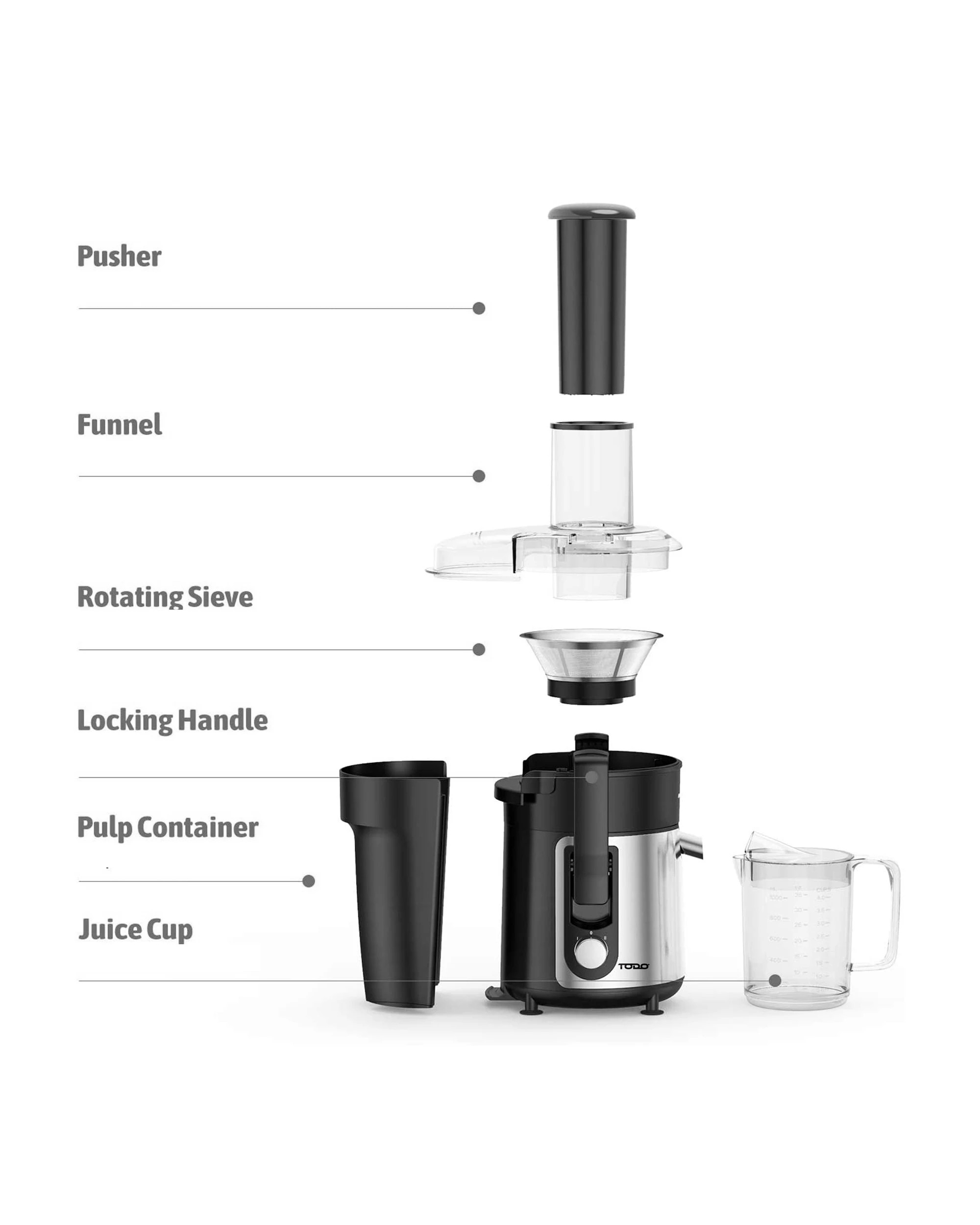 5 TODO 800W Stainless Steel Juicer Healthy Electric Juice Extractor 1L Jug, 5 of 6