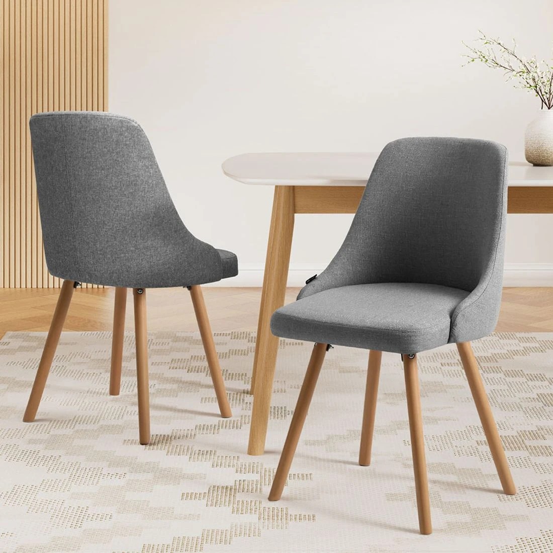 3 Artiss Dining Chairs Set of 2 Fabric Wooden - Grey, 3 of 5
