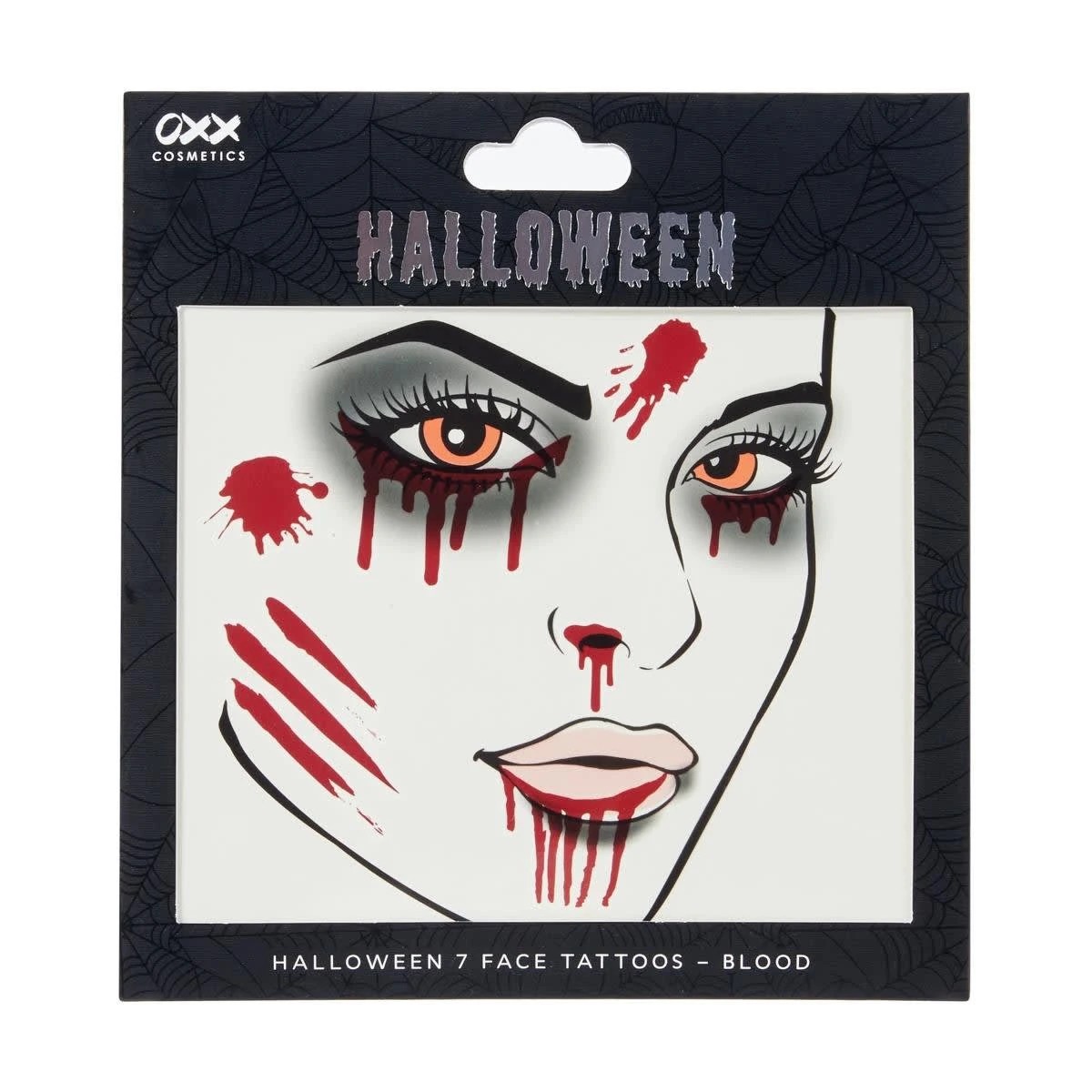 1 OXX Cosmetics 7 Piece Halloween Face Tattoos - Blood, 1 of 7